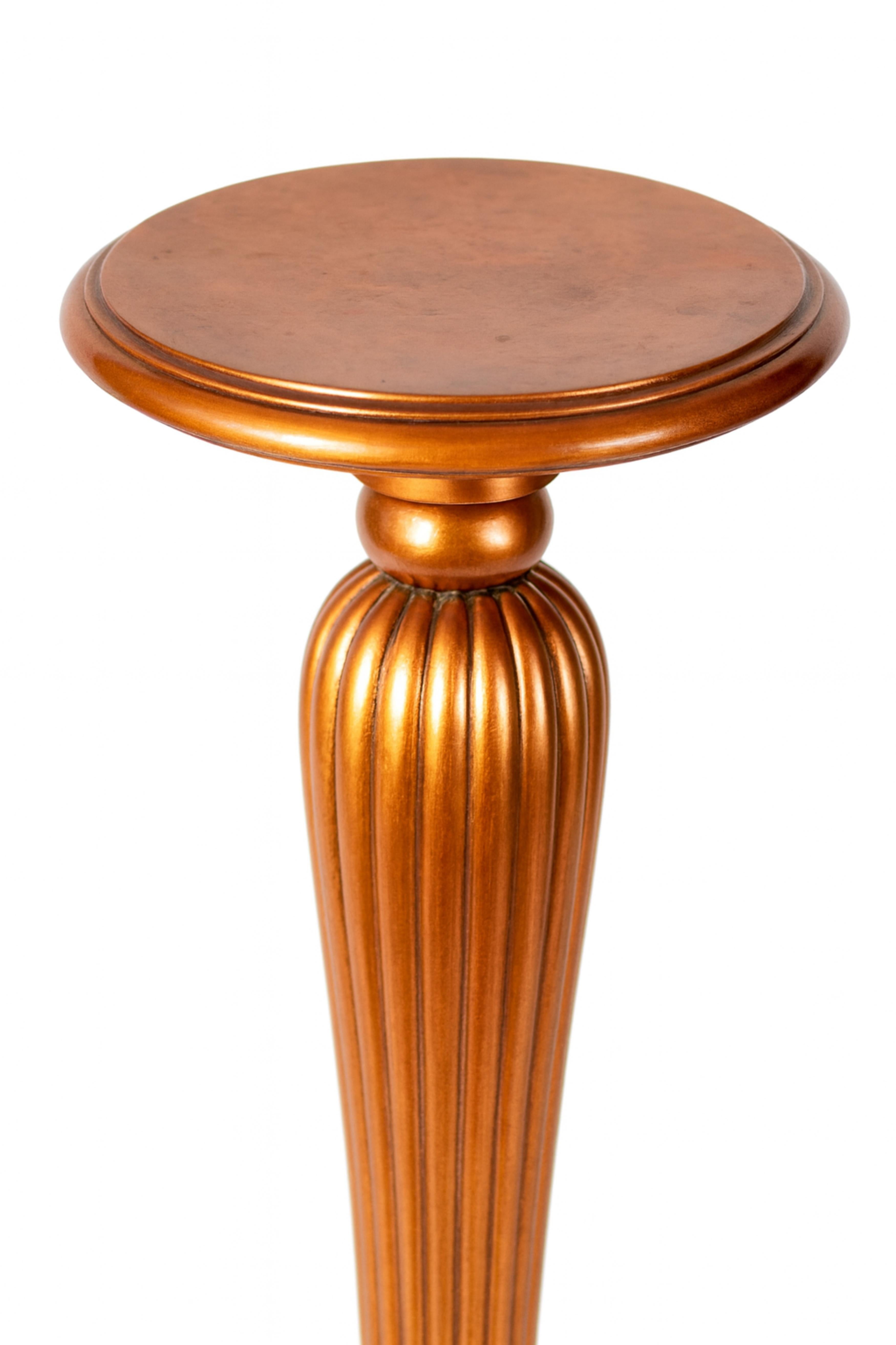 Chestnut Copper Gilt Wooden Column Pedestal, 20th Century For Sale