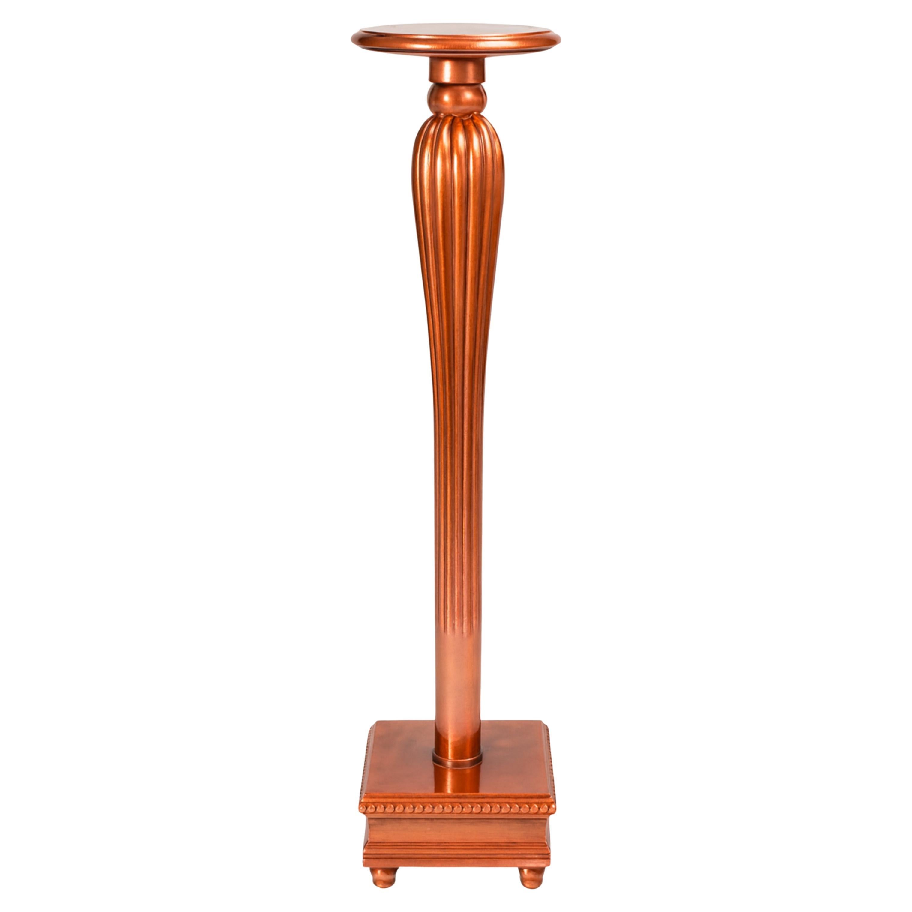 Copper Gilt Wooden Column Pedestal, 20th Century For Sale