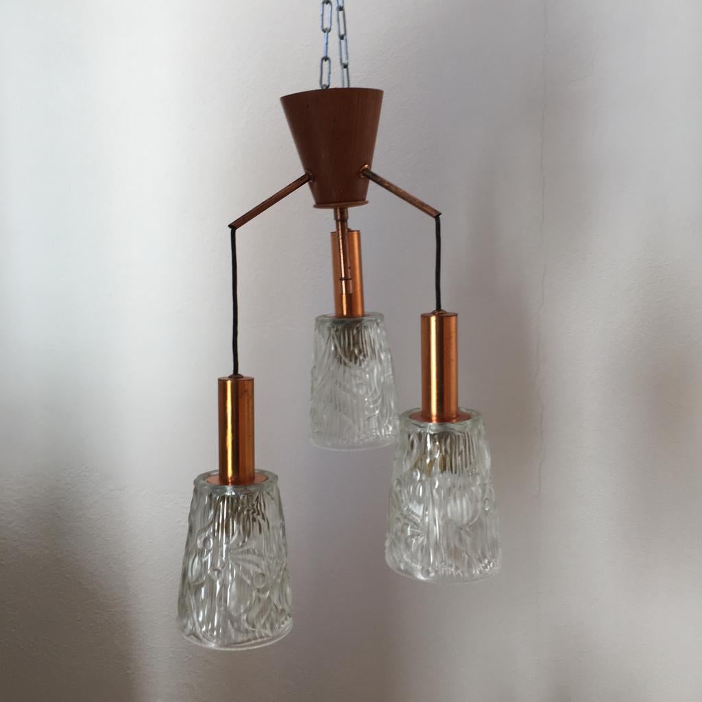 Austrian Copper Glass Chandelier by Rupert Nikoll For Sale