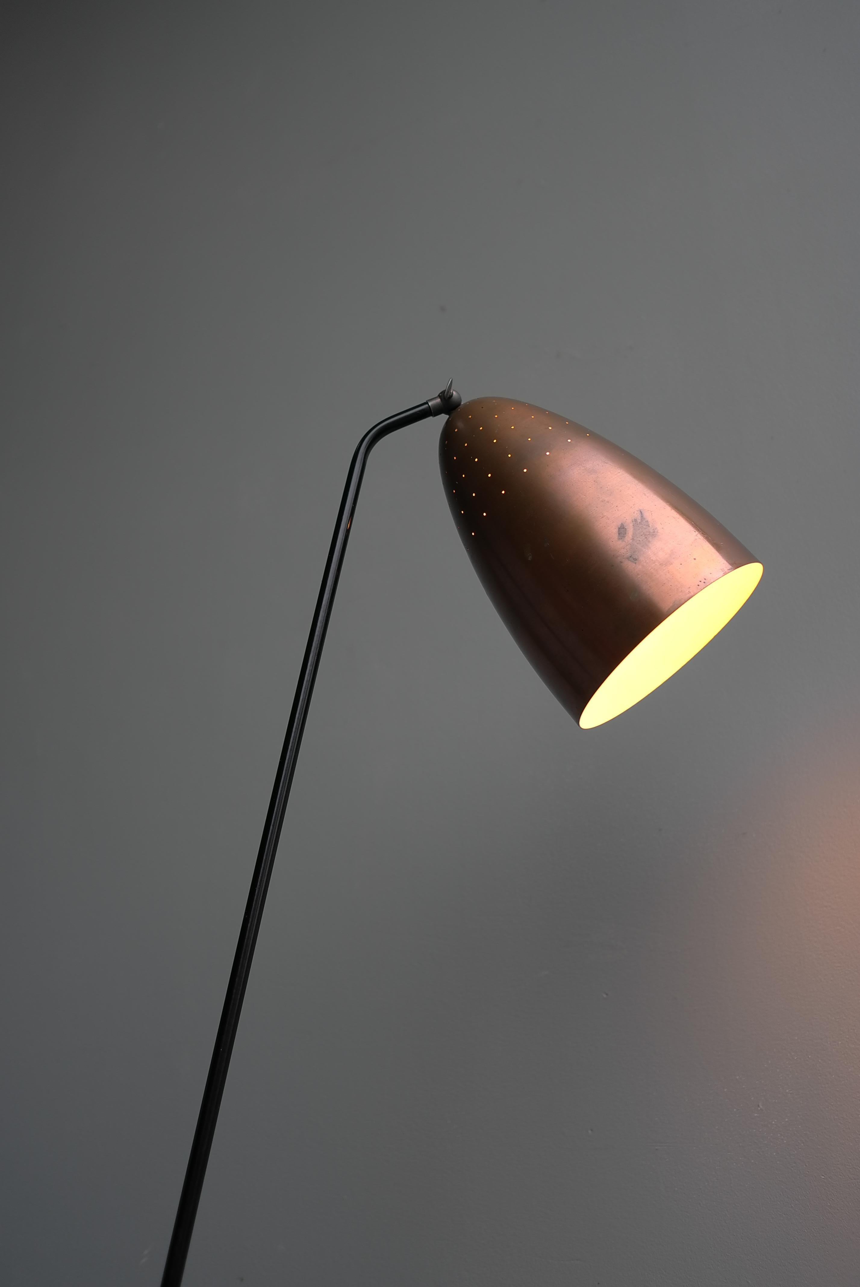 Copper Grasshopper Floor Lamp by Svend Aage Holm Sorensen, Denmark, 1950s 1