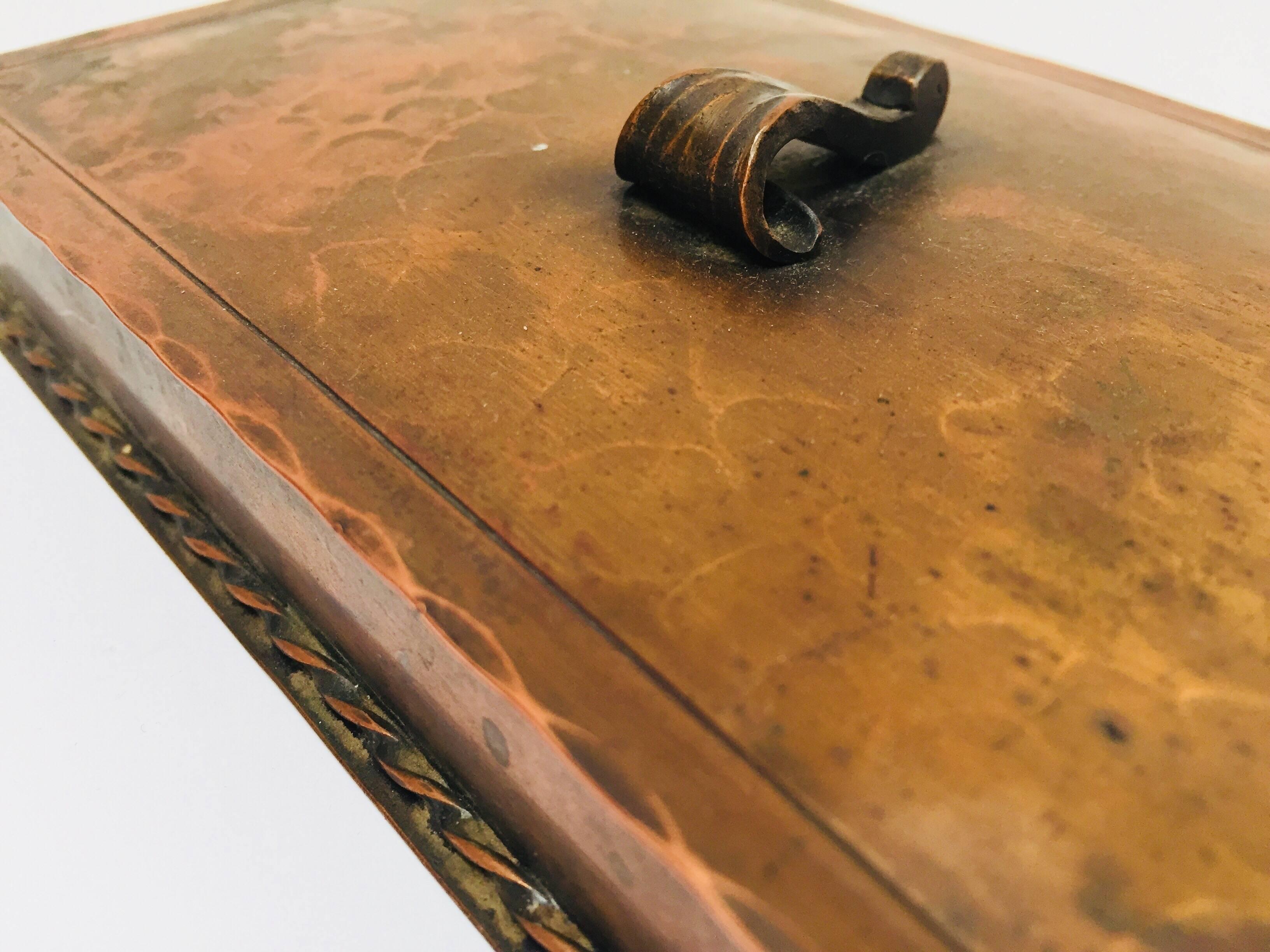 20th Century Copper Hammered Metal Brutalist Lidded Box