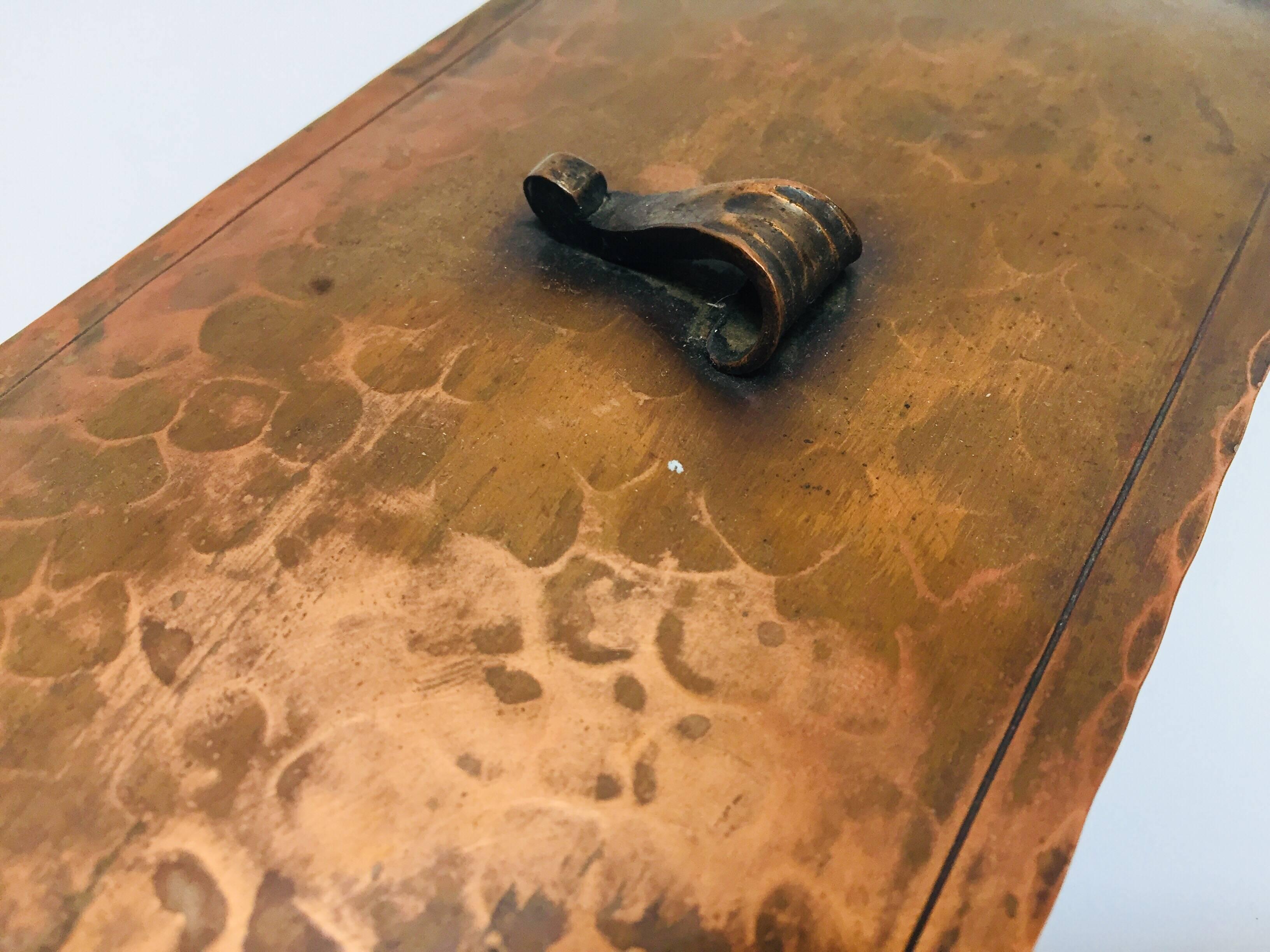 Copper Hammered Metal Brutalist Lidded Box 4