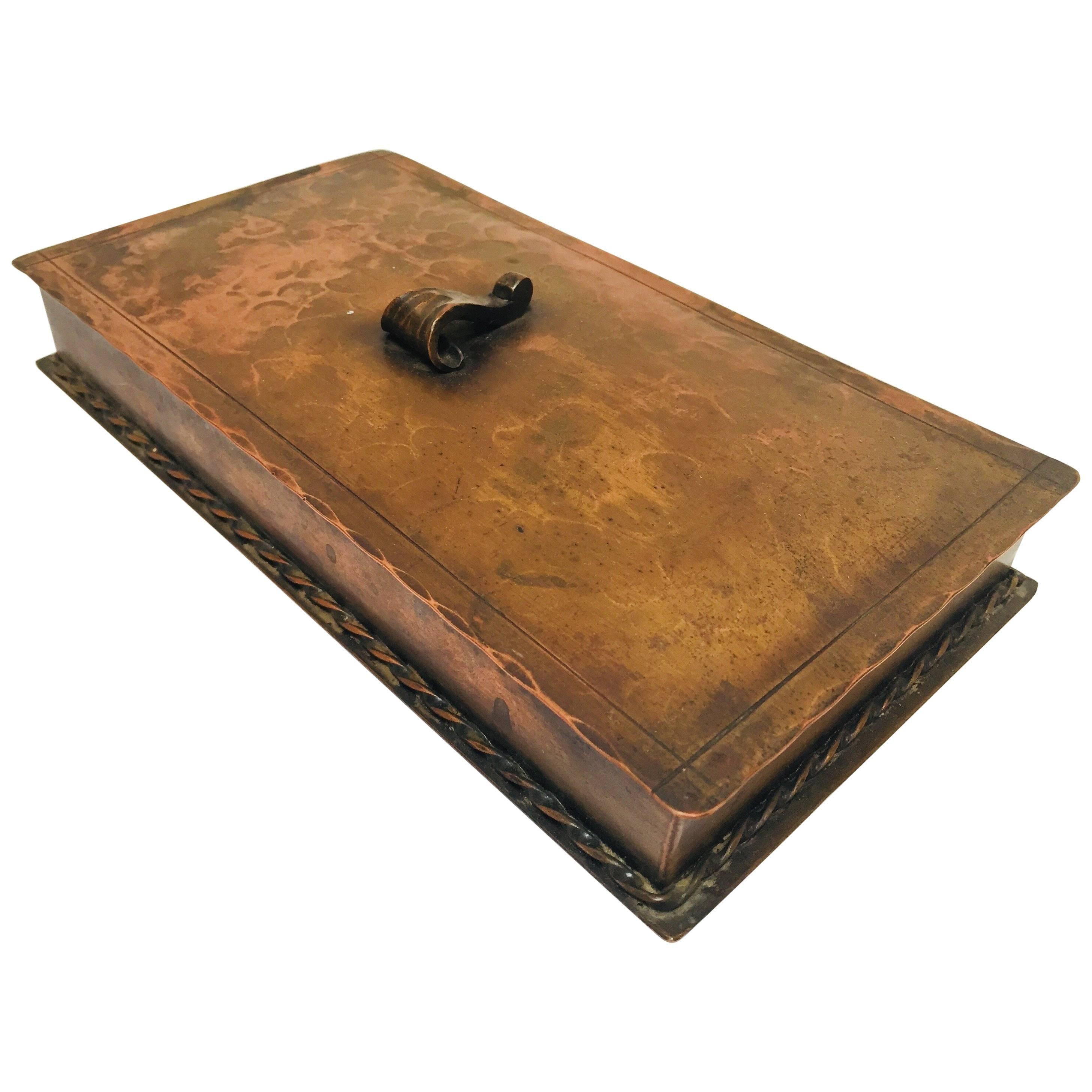 Copper Hammered Metal Brutalist Lidded Box