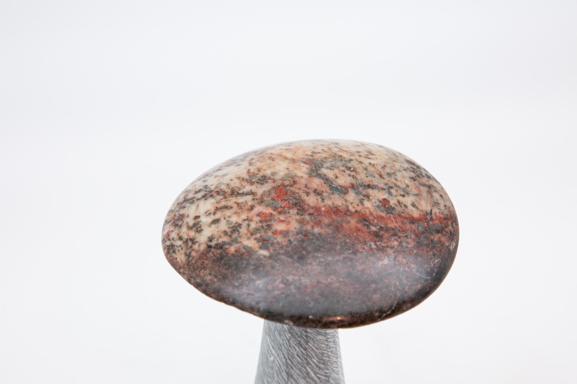 Contemporary Copper Hand Carved Stone Mushroom