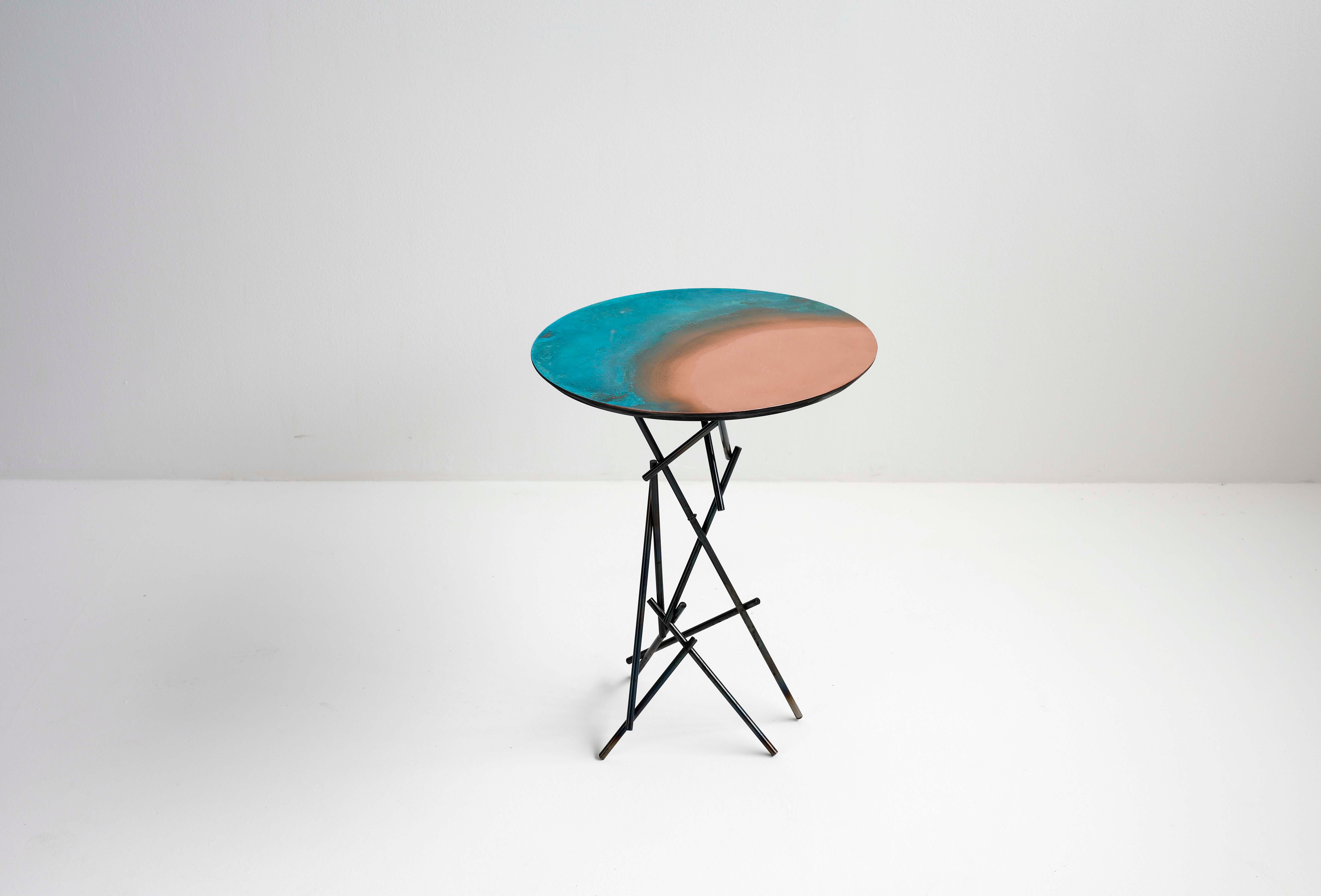 Copper Hand-Sculpted Side Table by Samuel Costantini 2