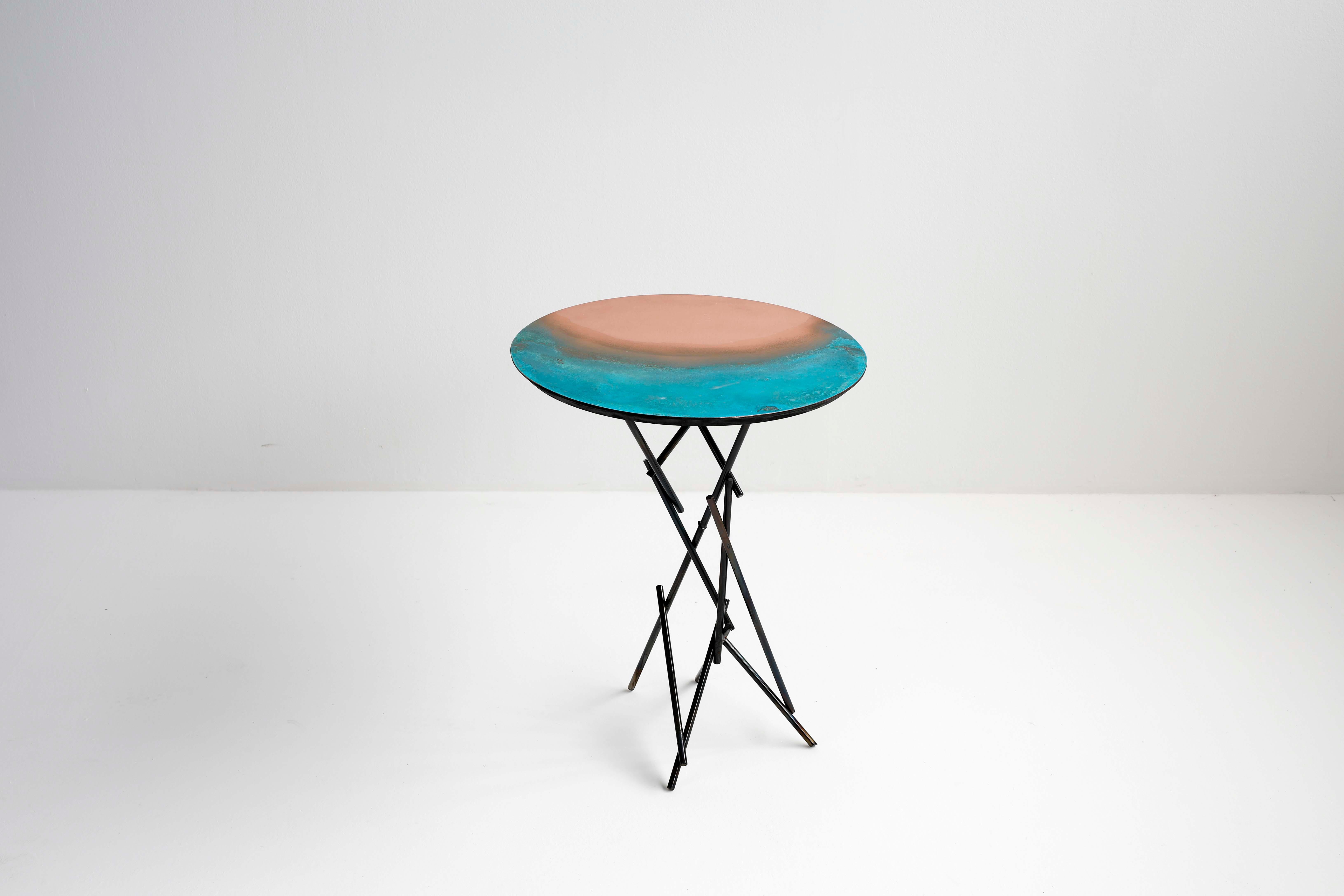 Copper Hand-Sculpted Side Table by Samuel Costantini 2