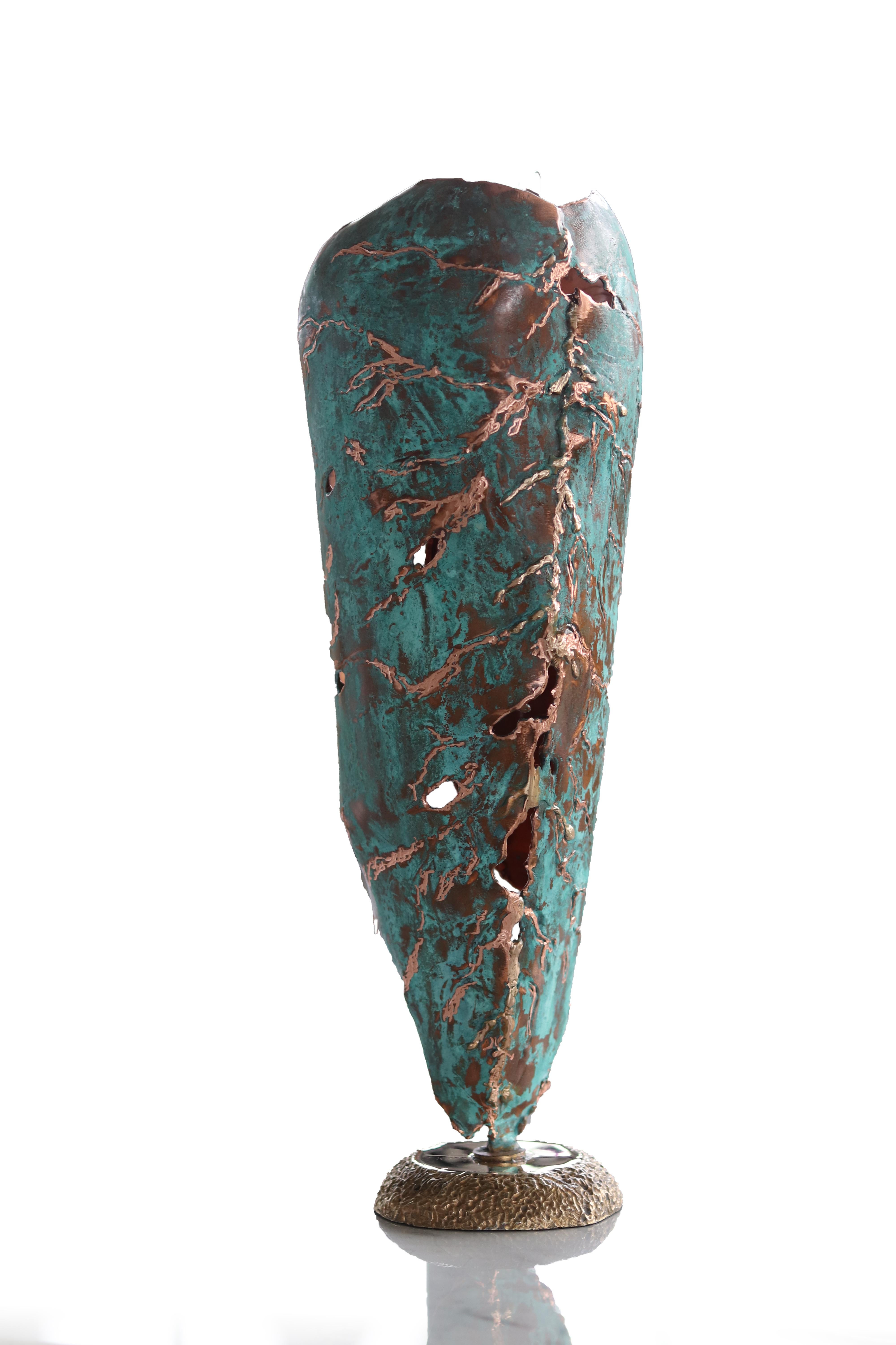 Copper Hand Sculpted Vase by Samuel Costantini For Sale 7