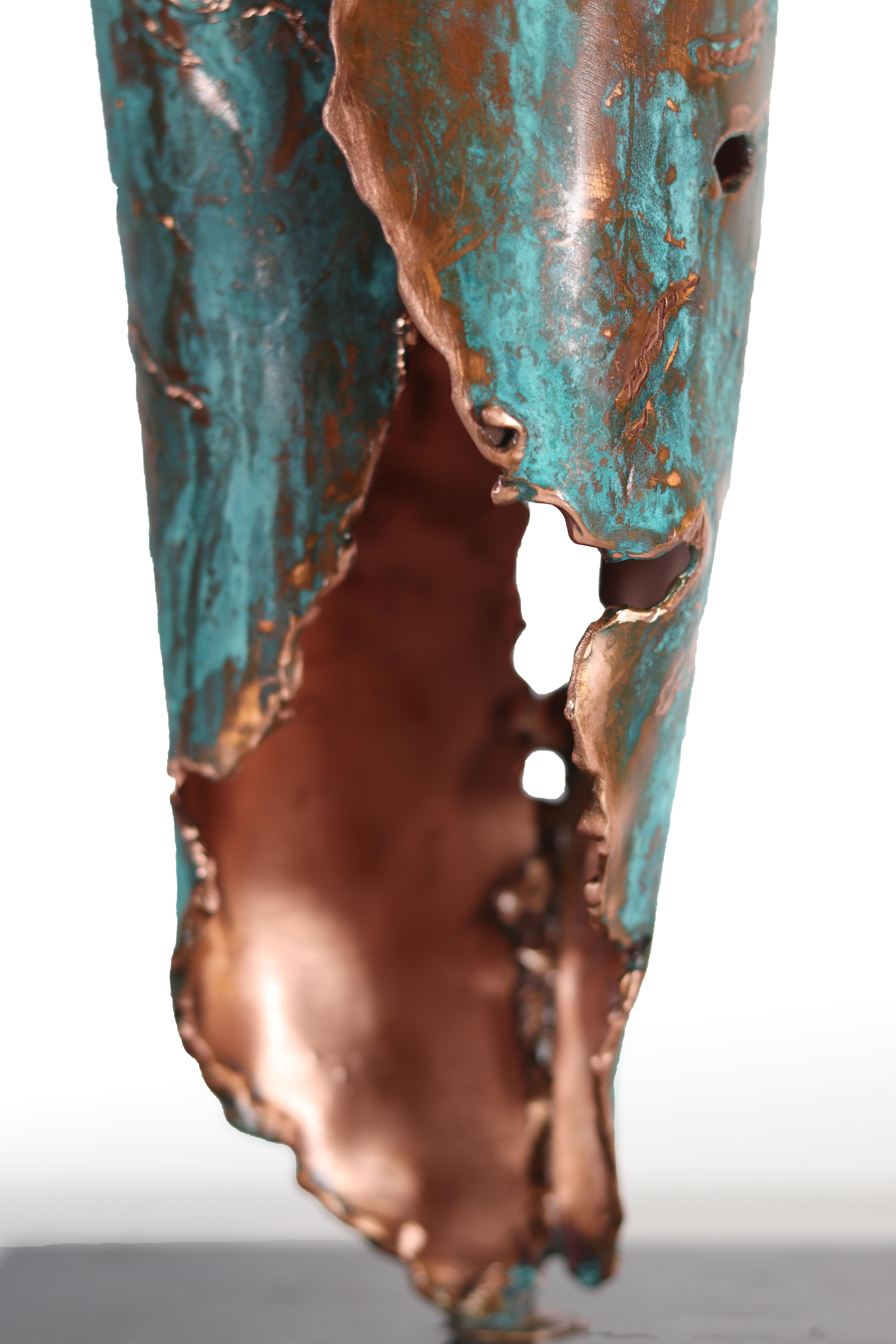 Copper hand sculpted Vase by Samuel Costantini
Entirely handmade by the artist
Edition 9 + 1 AP
Measures: Diameter 140mm height 400 mm.
Diameter 5.51 inches height 15.748 inches

A small shoot begins to see the light under a carpet of
fallen