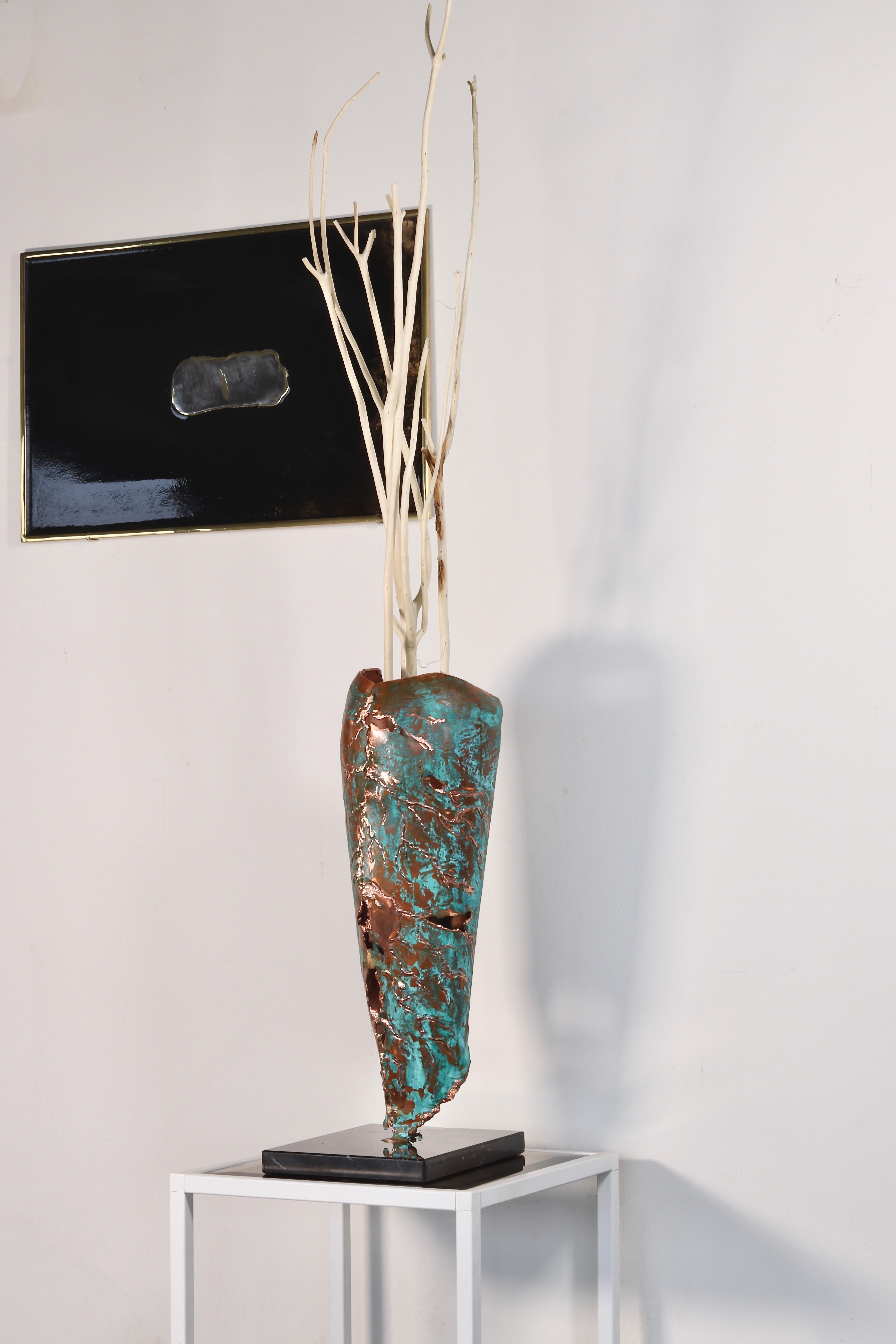 Contemporary Copper Hand Sculpted Vase by Samuel Costantini