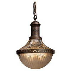 Copper Holophane Pendant France, circa 1930