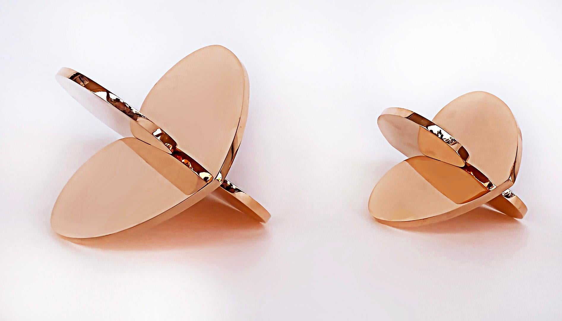 American Copper Interlocking Heart Sculptures Michael Gitter & Phu Truong, Solid