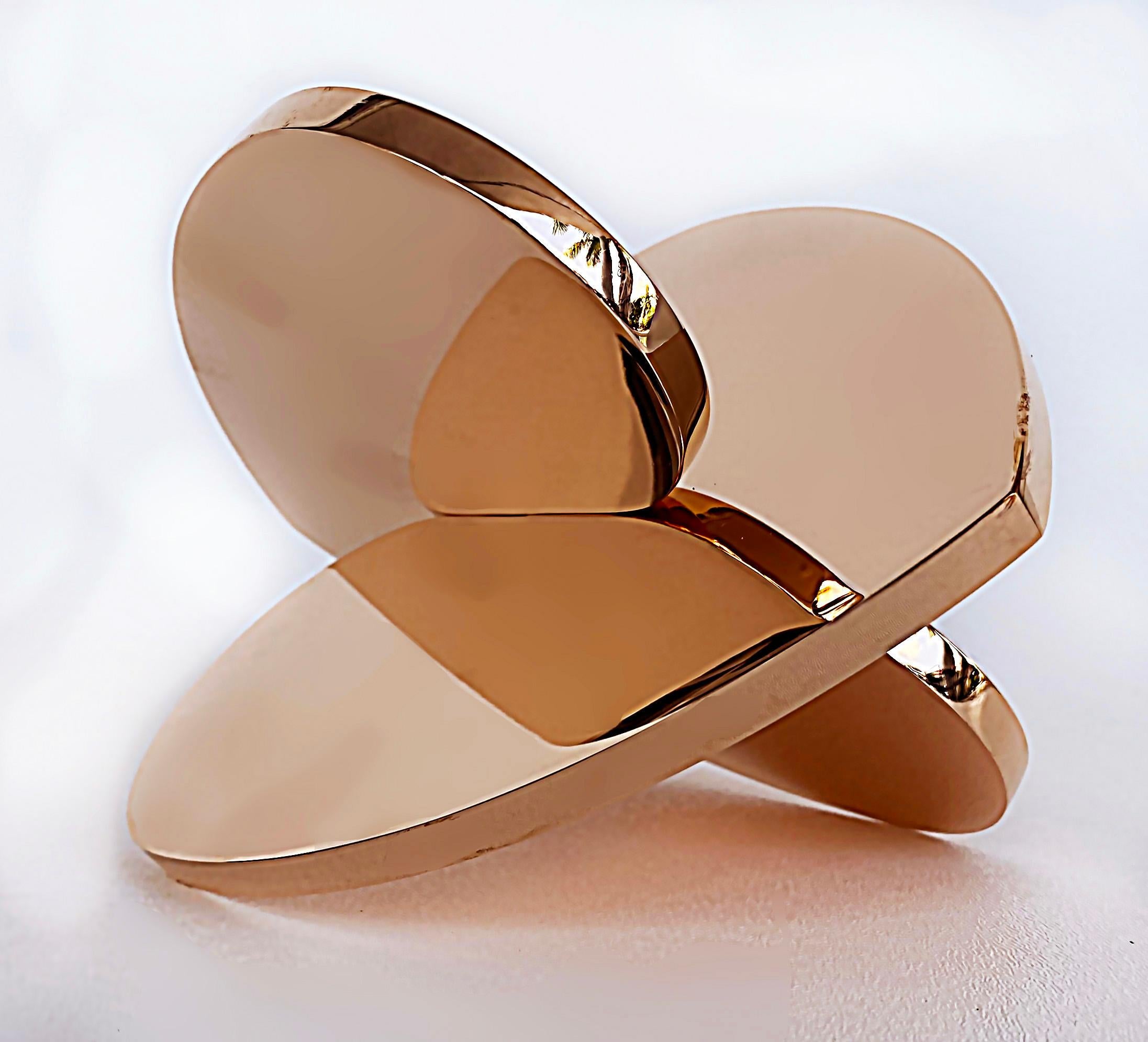 Polished Copper Interlocking Heart Sculptures Michael Gitter & Phu Truong, Solid
