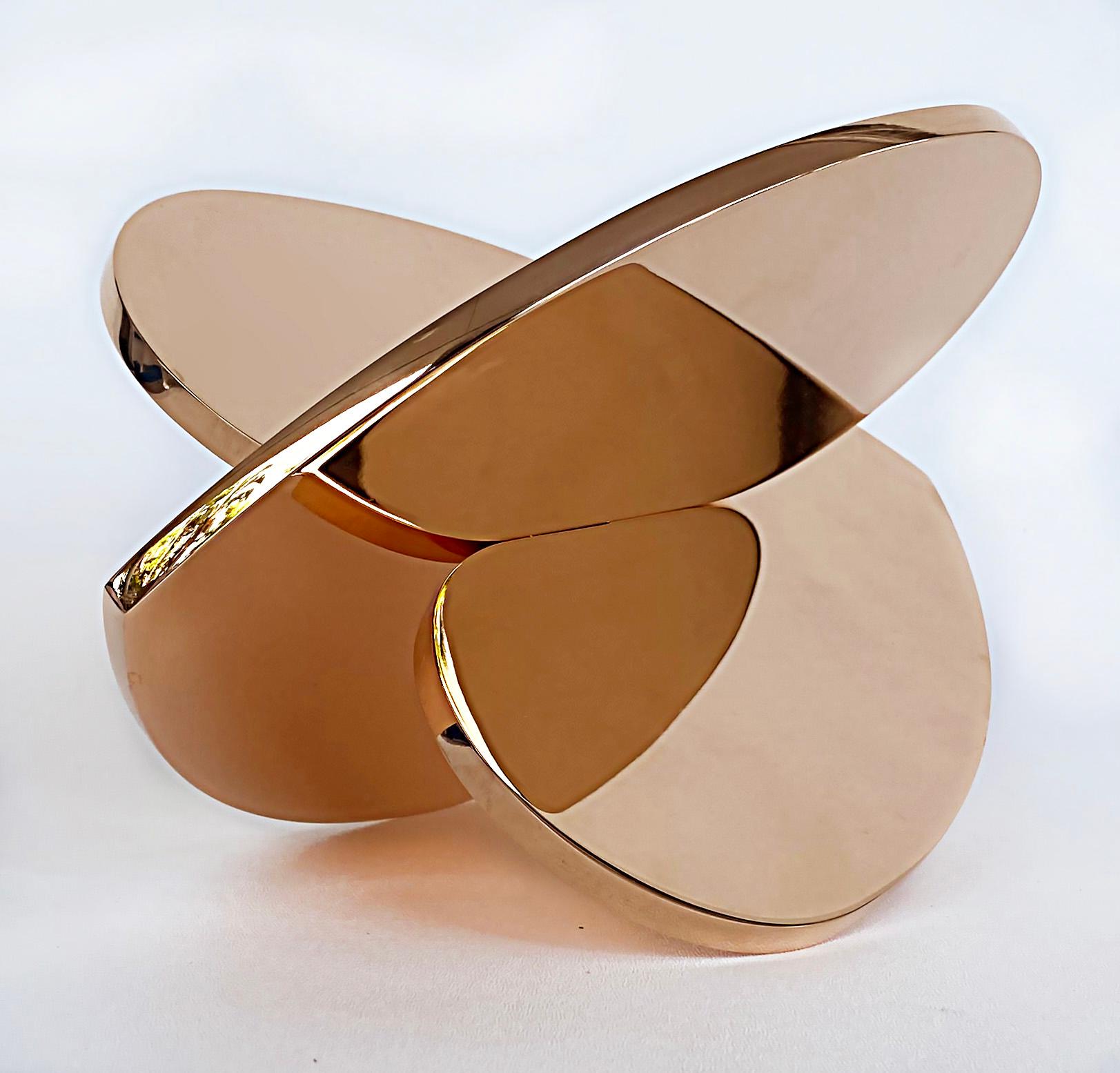 Contemporary Copper Interlocking Heart Sculptures Michael Gitter & Phu Truong, Solid