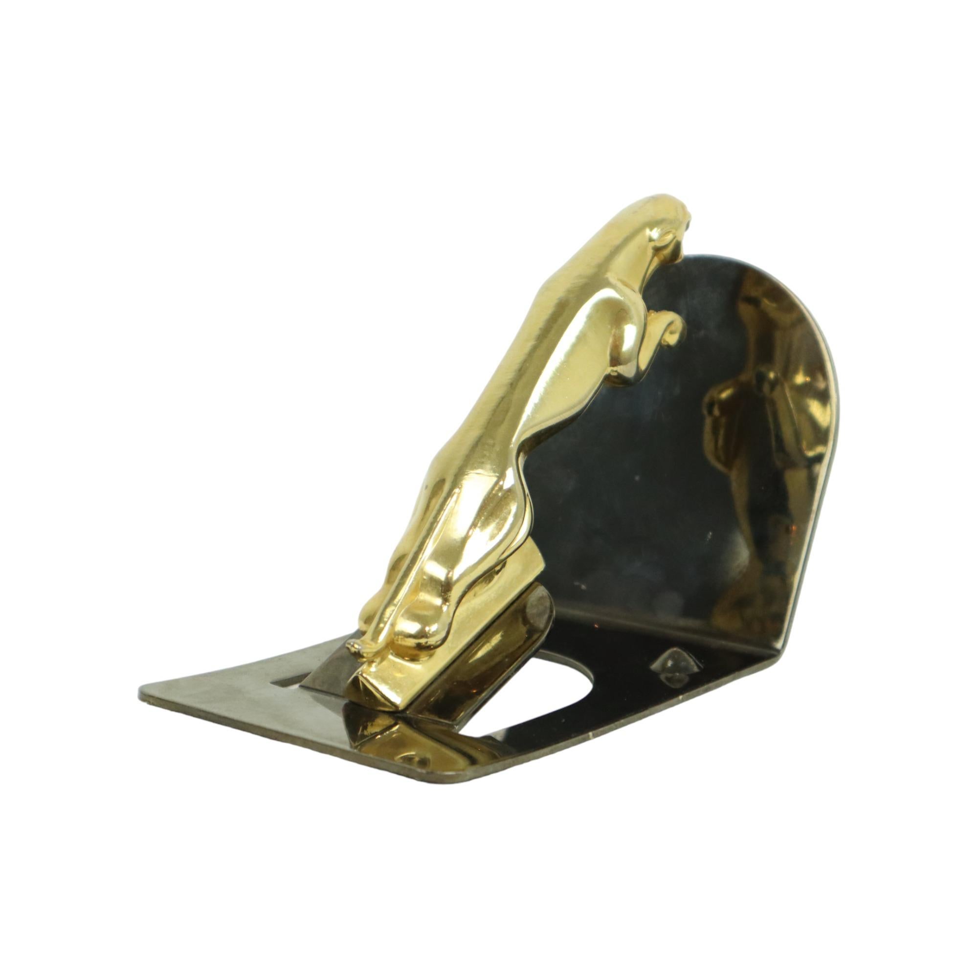 European Copper Jaguar Emblem on Base Car Solid Brass Paperweight For Sale