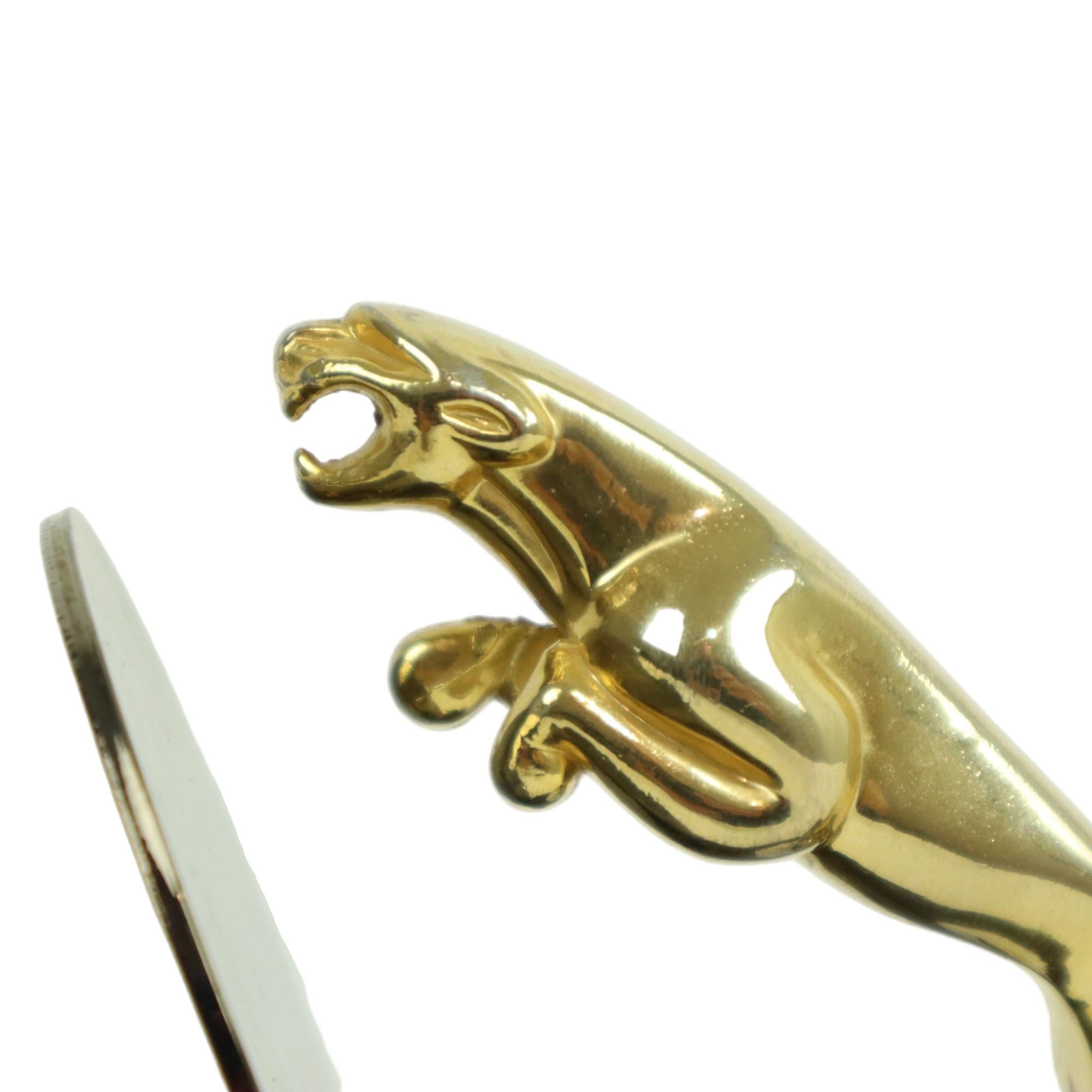 Metal Copper Jaguar Emblem on Base Car Solid Brass Paperweight For Sale