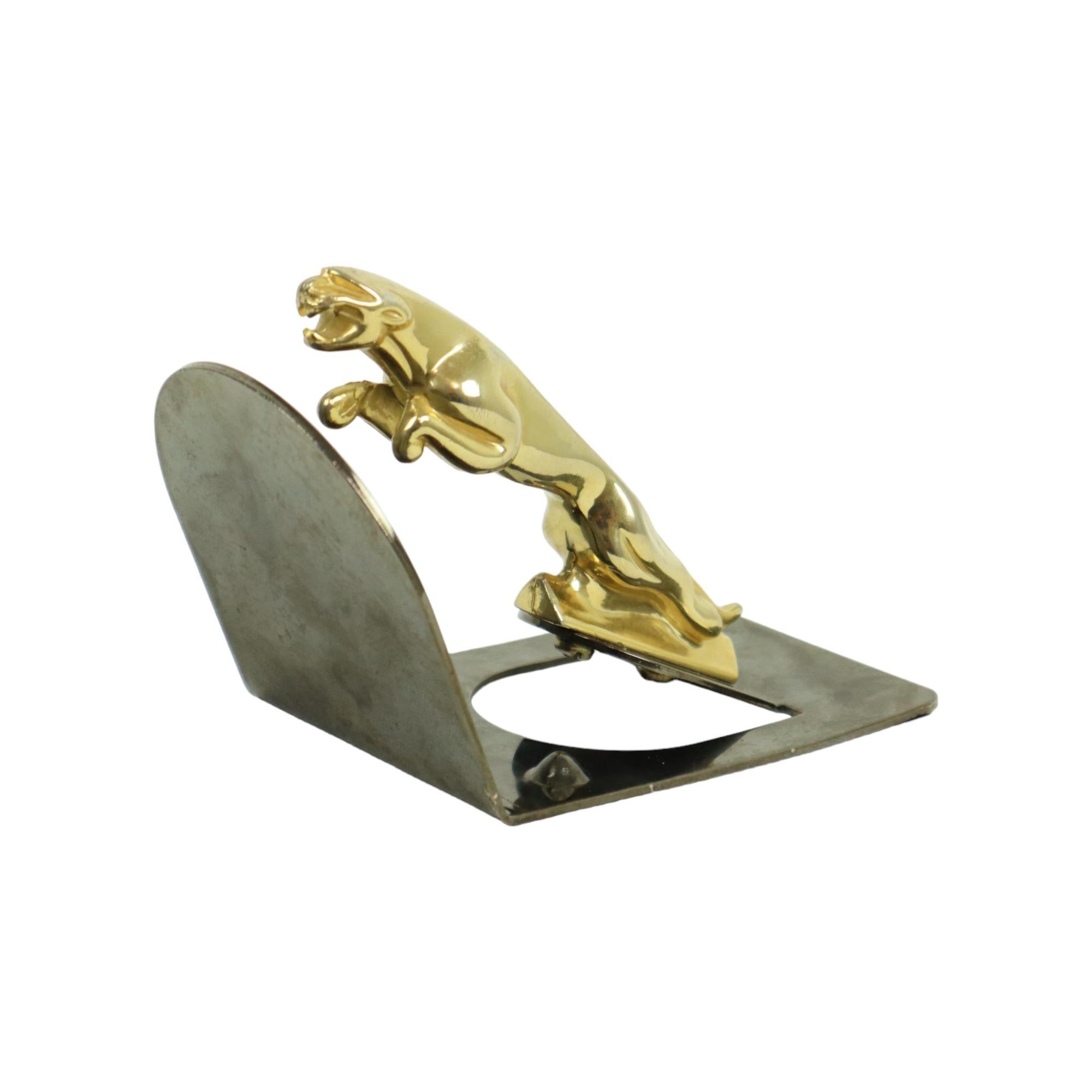 Copper Jaguar Emblem on Base Car Solid Brass Paperweight For Sale 1