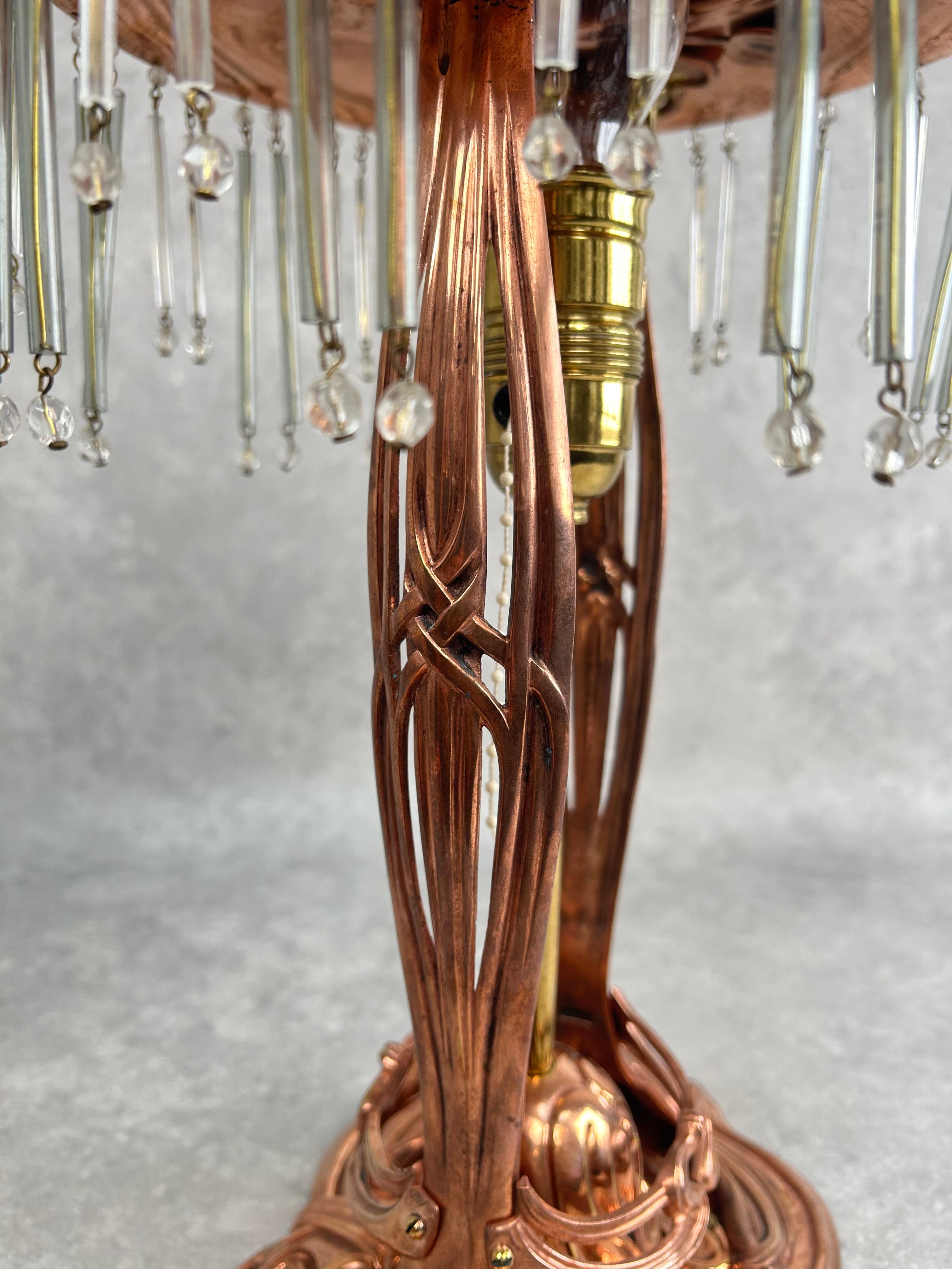 Copper jugendstil table lamp For Sale 4