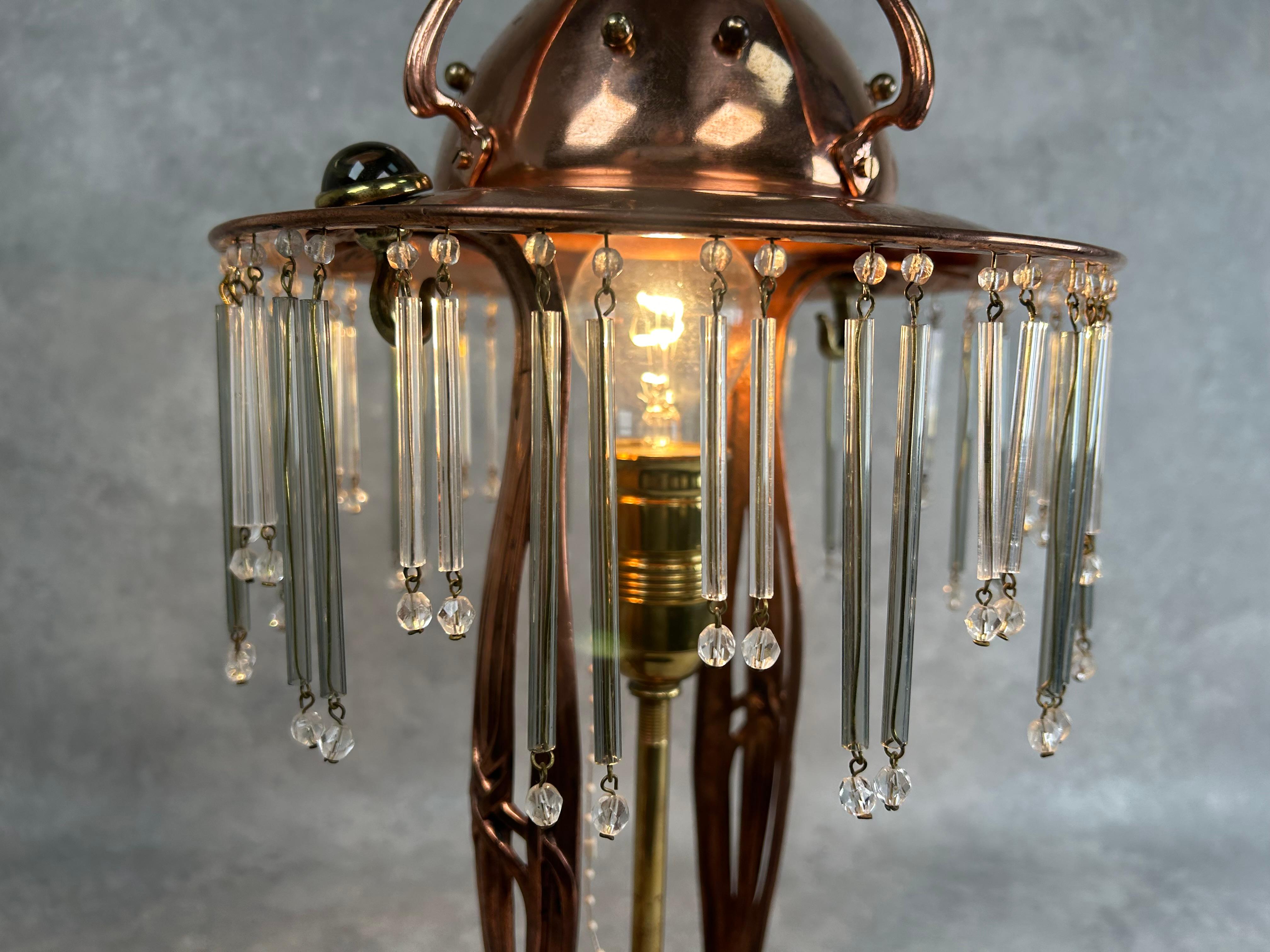 Copper jugendstil table lamp For Sale 2