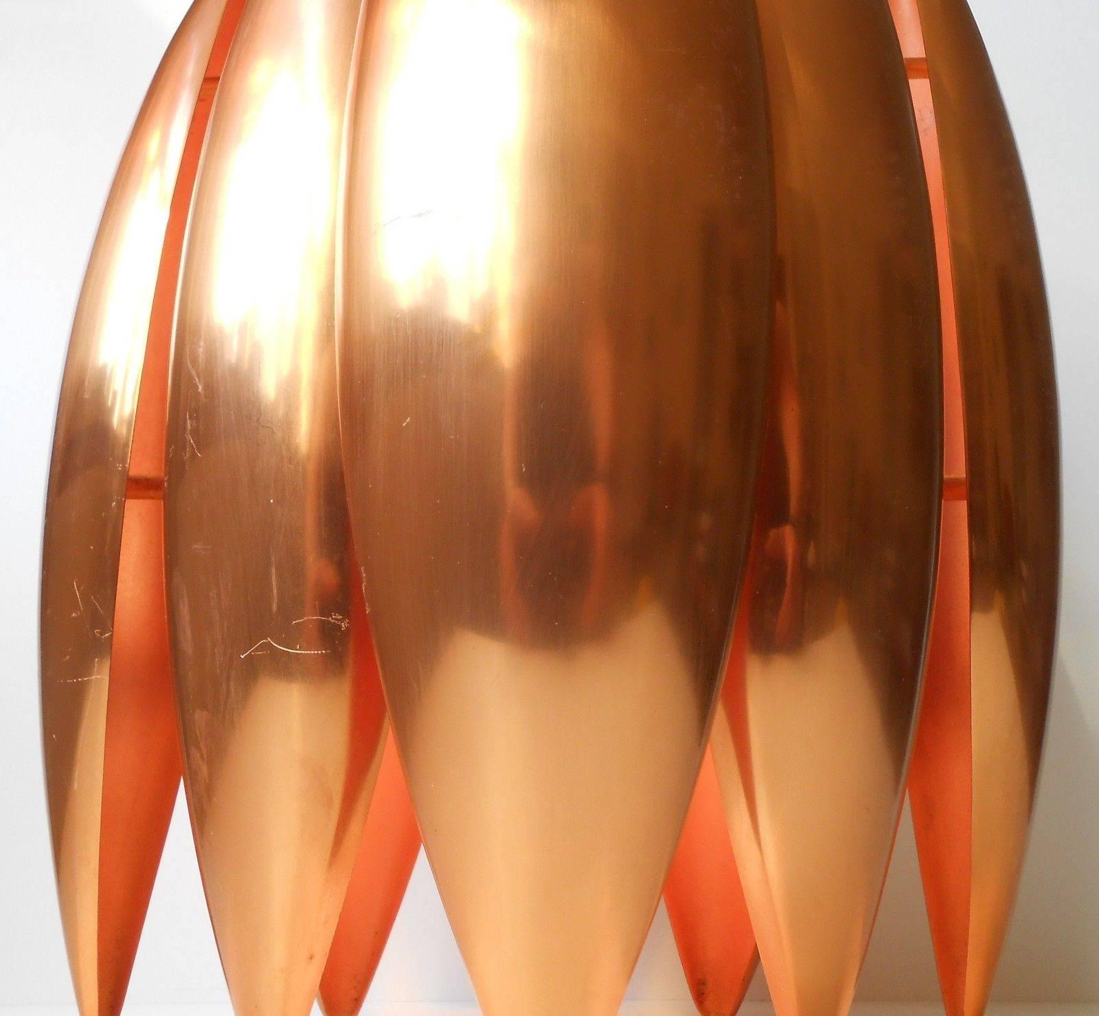 Copper 'Kastor' Ceiling Light by Jo Hammerborg for Fog & Mørup, Denmark, 1960s In Good Condition In Esbjerg, DK