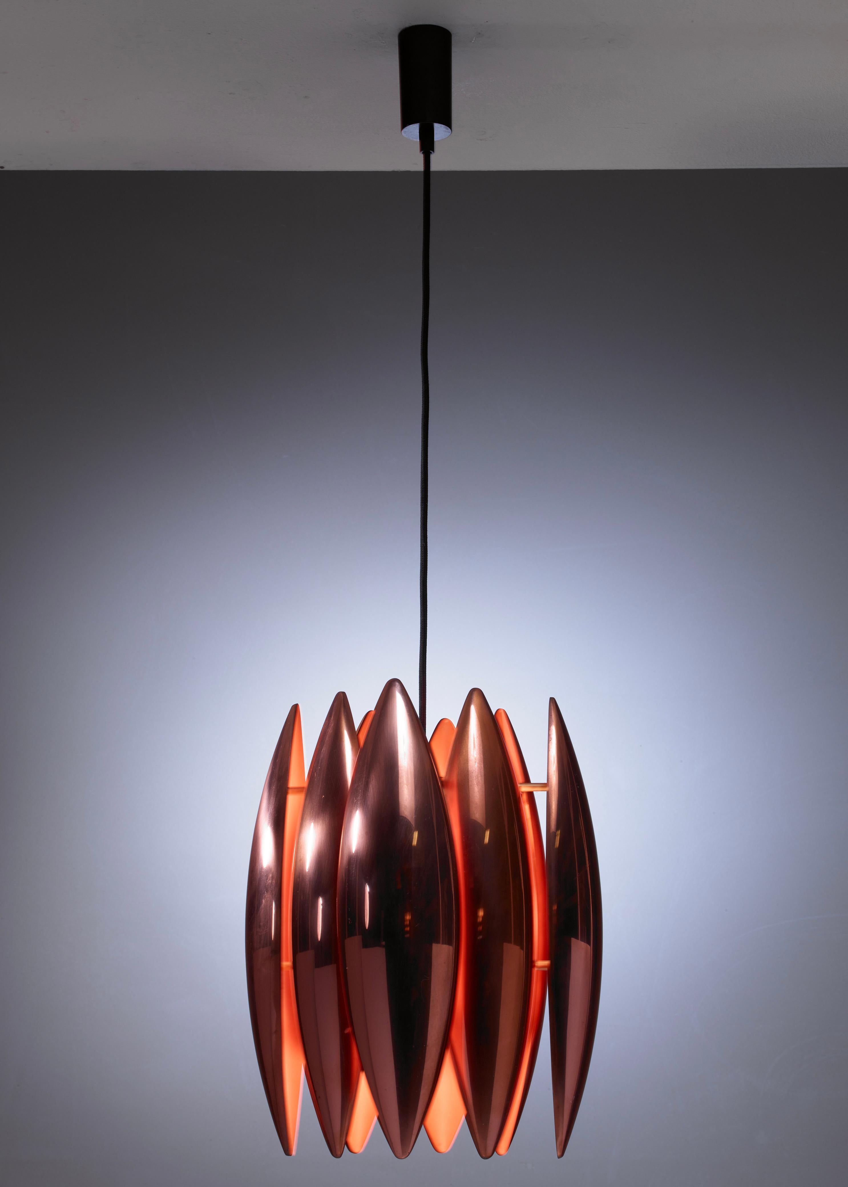 A copper Jo Hammerborg model Kastor pendant by Fog & Mørup, Denmark.
Also available in brass (not listed).