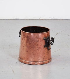 Copper Kindling Bucket with Blackened Iron Handles