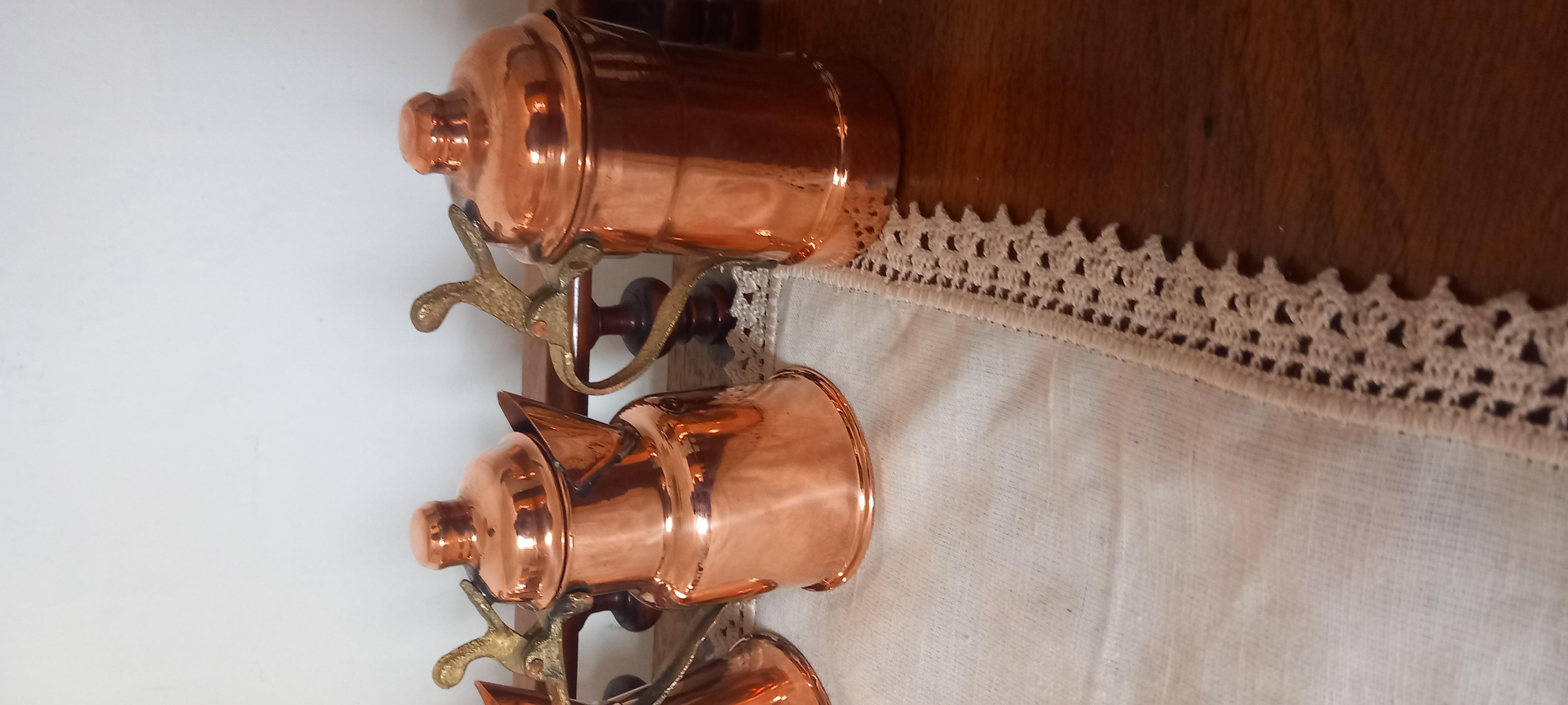  Copper Kitchen Decoration Vintage Coffee Pots Lot of 5 Diferent Design For Sale 1