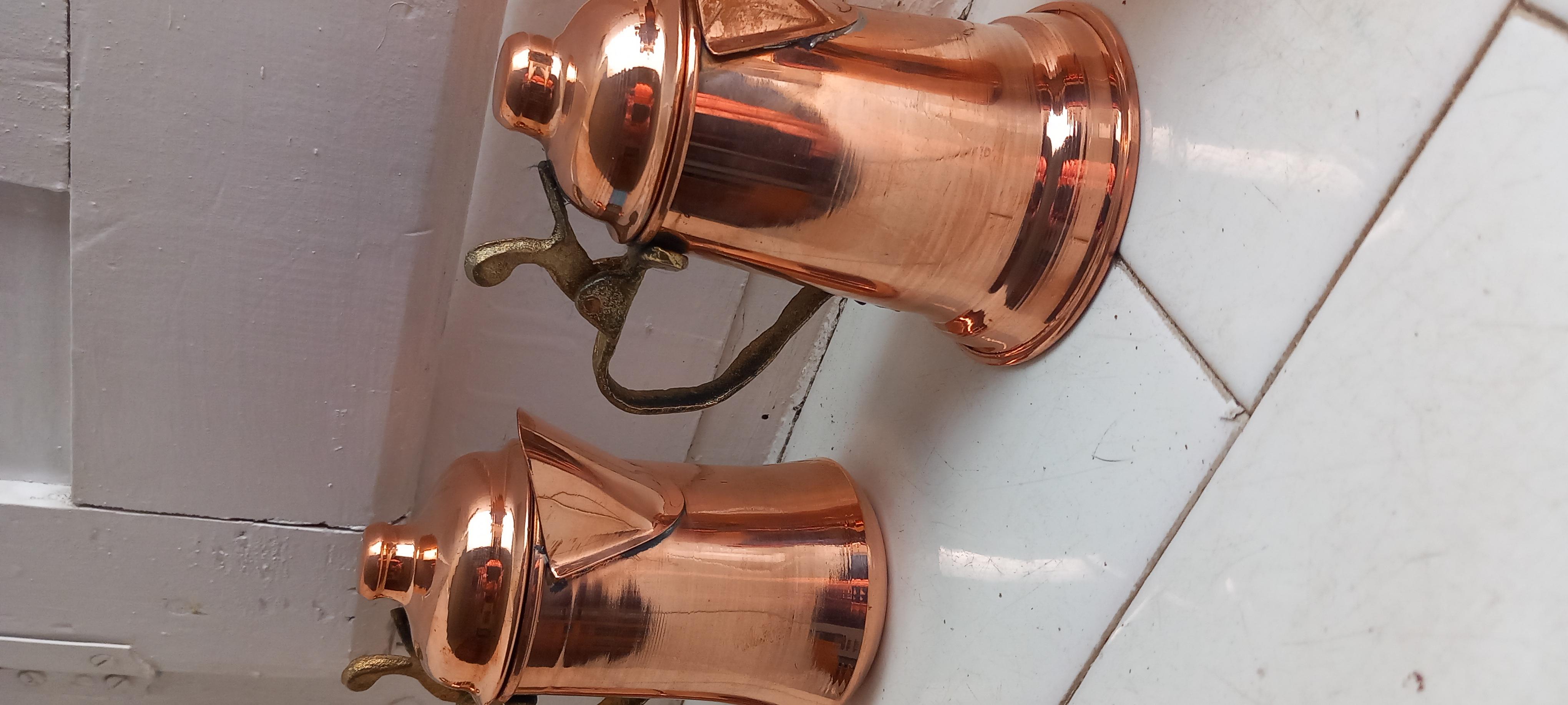  Copper Kitchen Decoration Vintage Coffee Pots For Rustic  Lot of Four Diferent For Sale 1