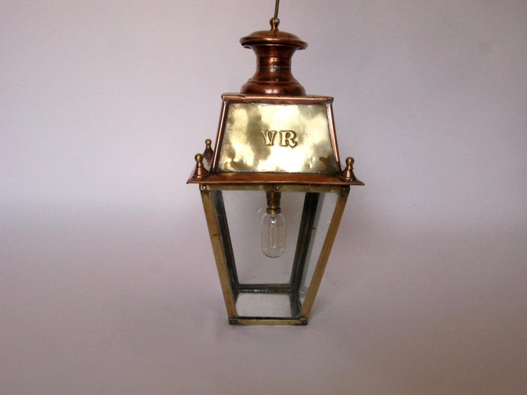 Copper Lantern, English, Mid20th Century, Entrance Hall Lamp