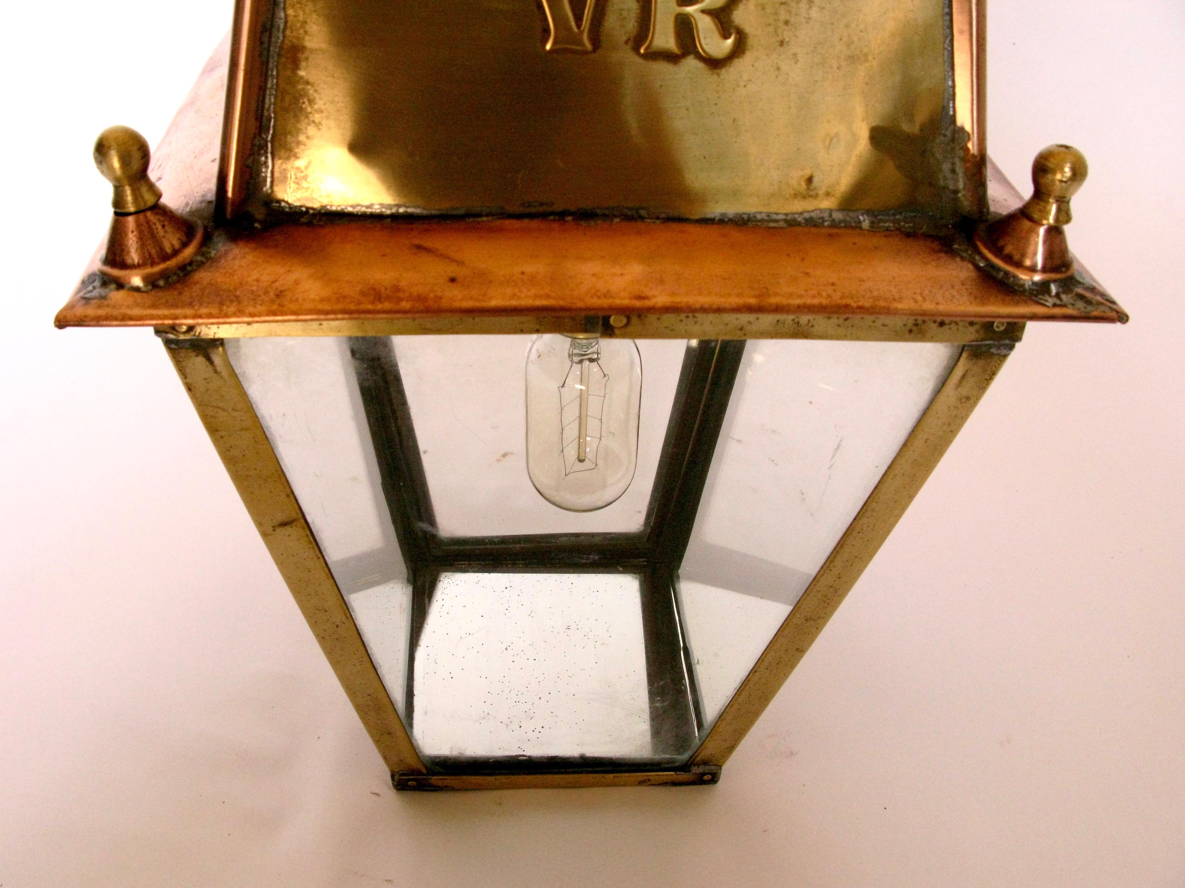Copper Lantern, English, Mid-20th Century, Entrance Hall Lamp, Decorative Piece In Good Condition In South Cotswolds, GB