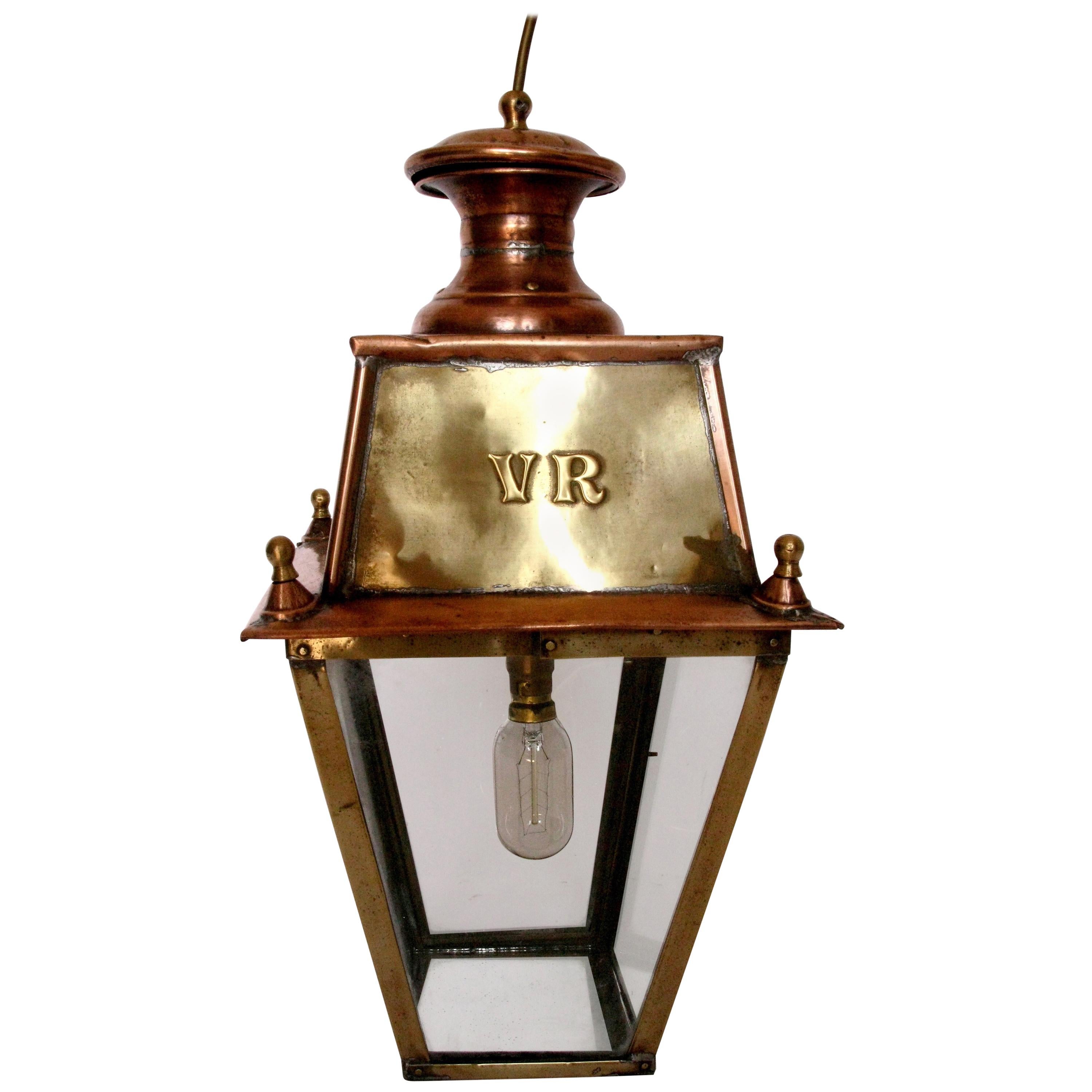 Copper Lantern, English, Mid-20th Century, Entrance Hall Lamp, Decorative Piece