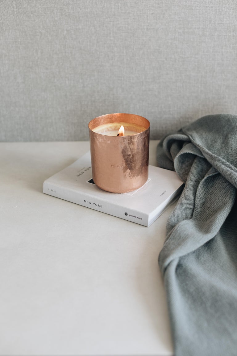 Rustic Hand-Hammered Copper Mexican Large Candle For Sale at 1stDibs