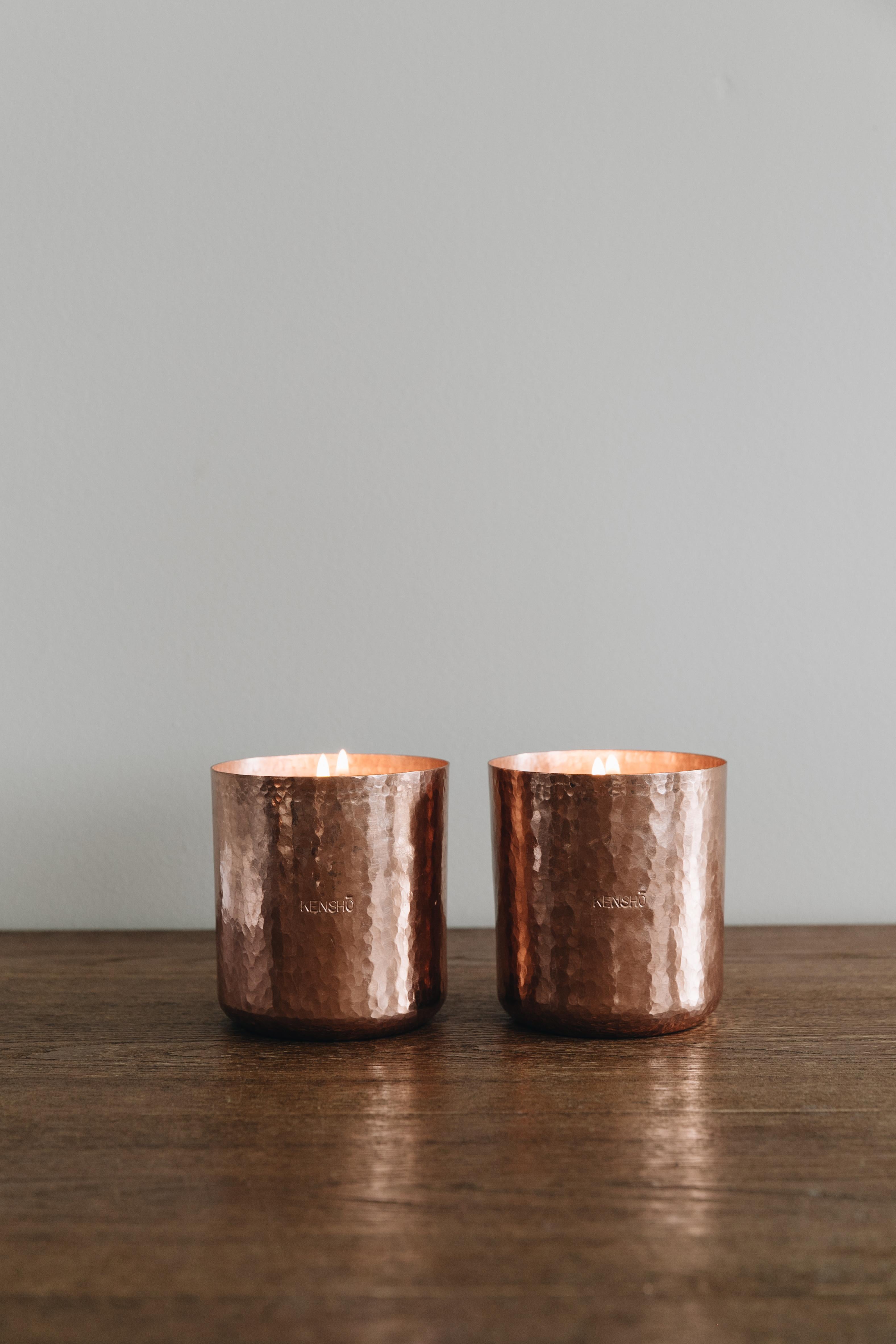 Rustic Hand-Hammered Copper Mexican Large Candle  For Sale 1