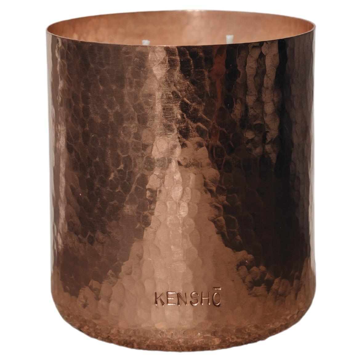 Rustic Hand-Hammered Copper Mexican Large Candle  For Sale