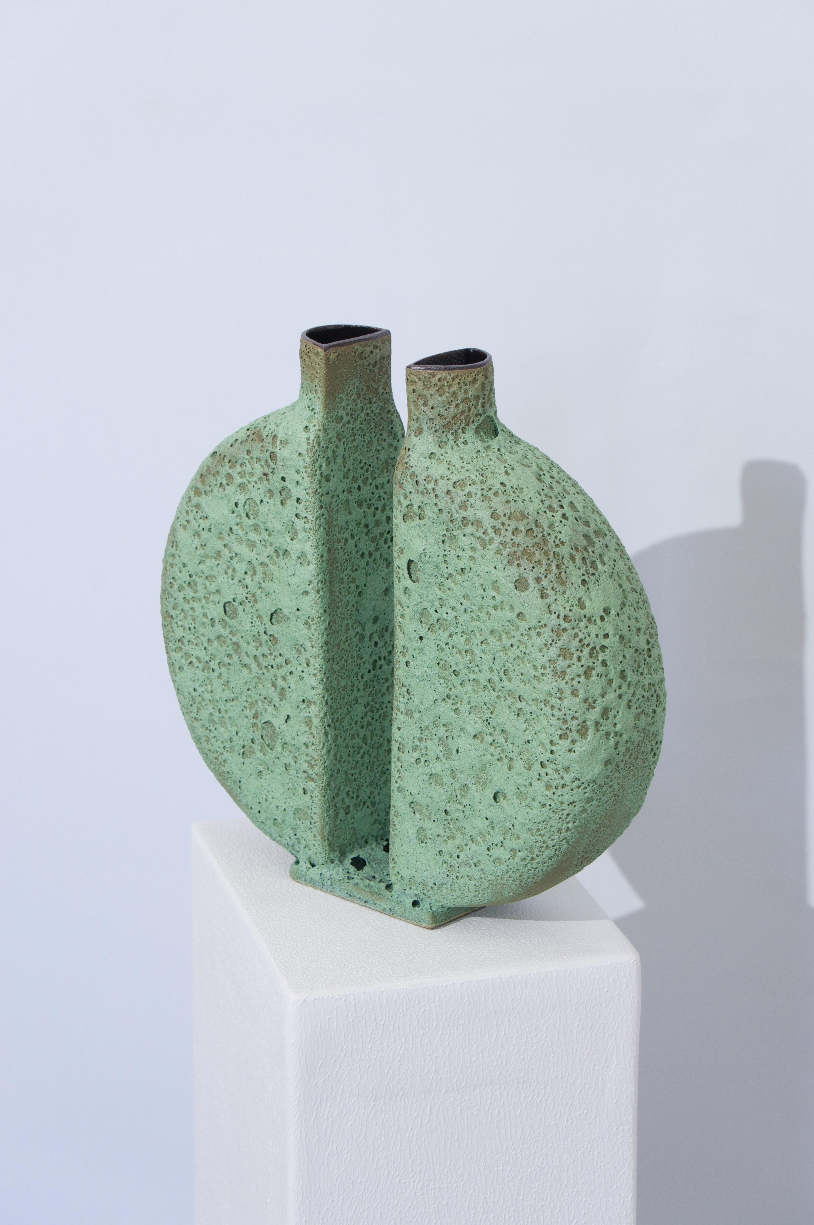 Stoneware Copper Lava Vase by Jérémy Bellina