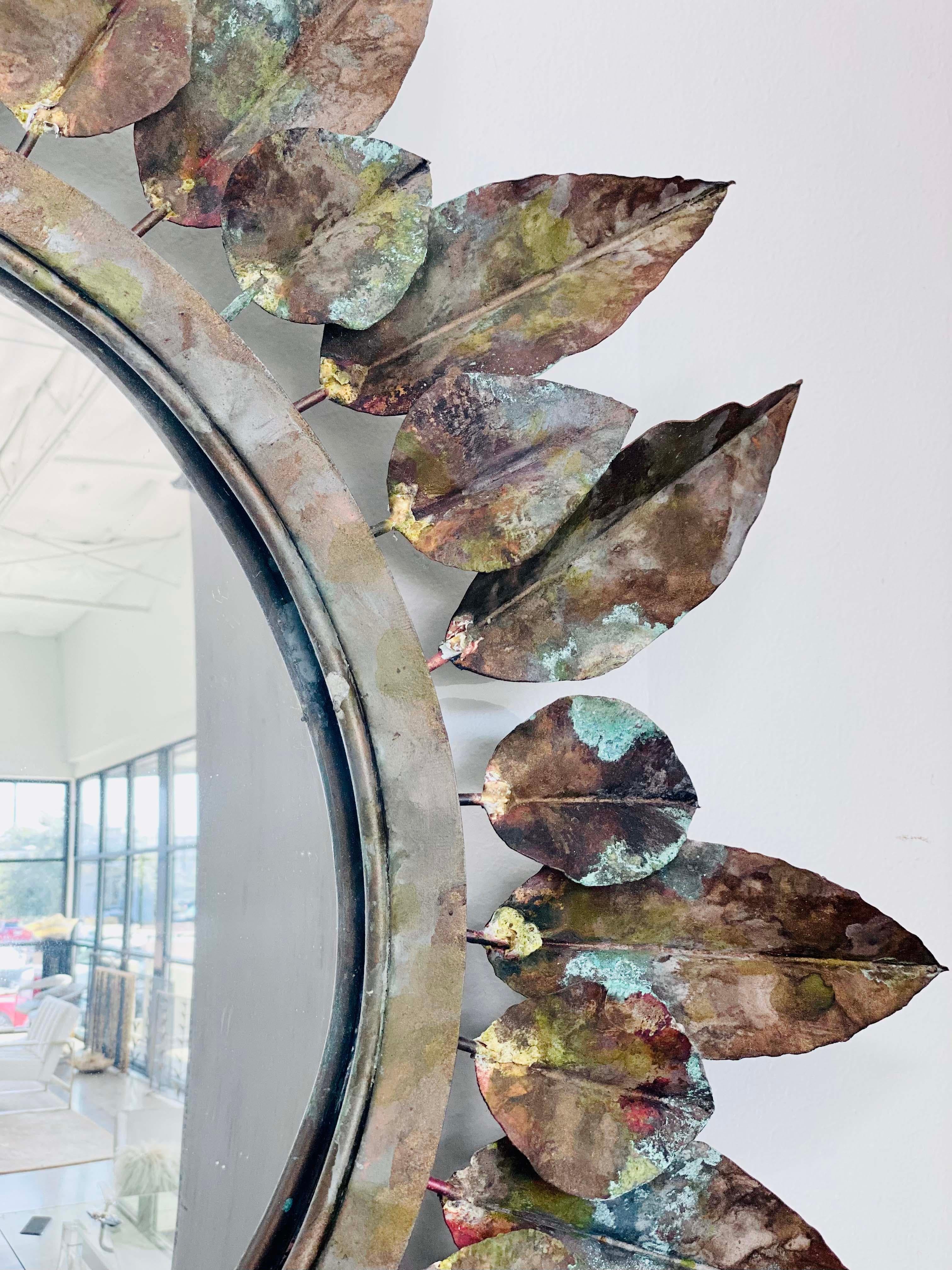 Contemporary Copper Leaf Mirror For Sale