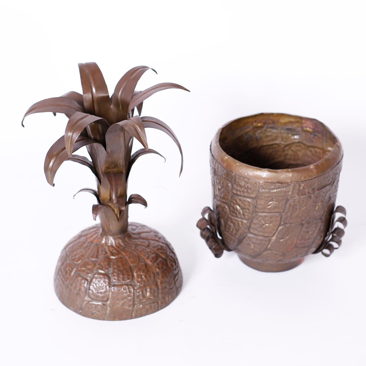Hammered Copper Lidded Pineapple For Sale