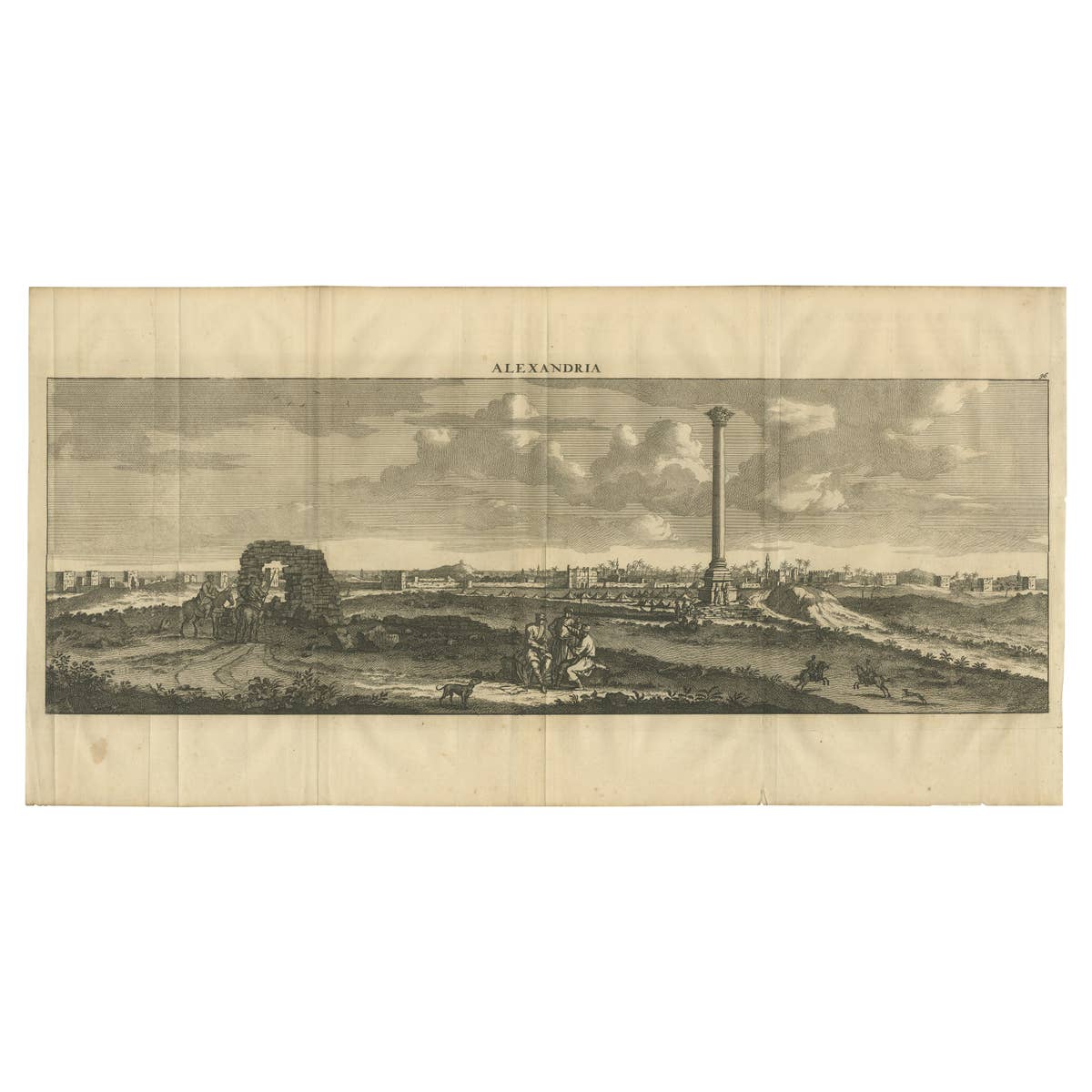 Copper-Line Engraving by Cornelius de Bruyn of Alexandria in Egypt, c.1690