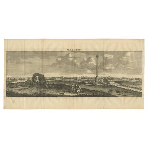 Copper-Line Engraving by Cornelius de Bruyn of Alexandria in Egypt, c.1690