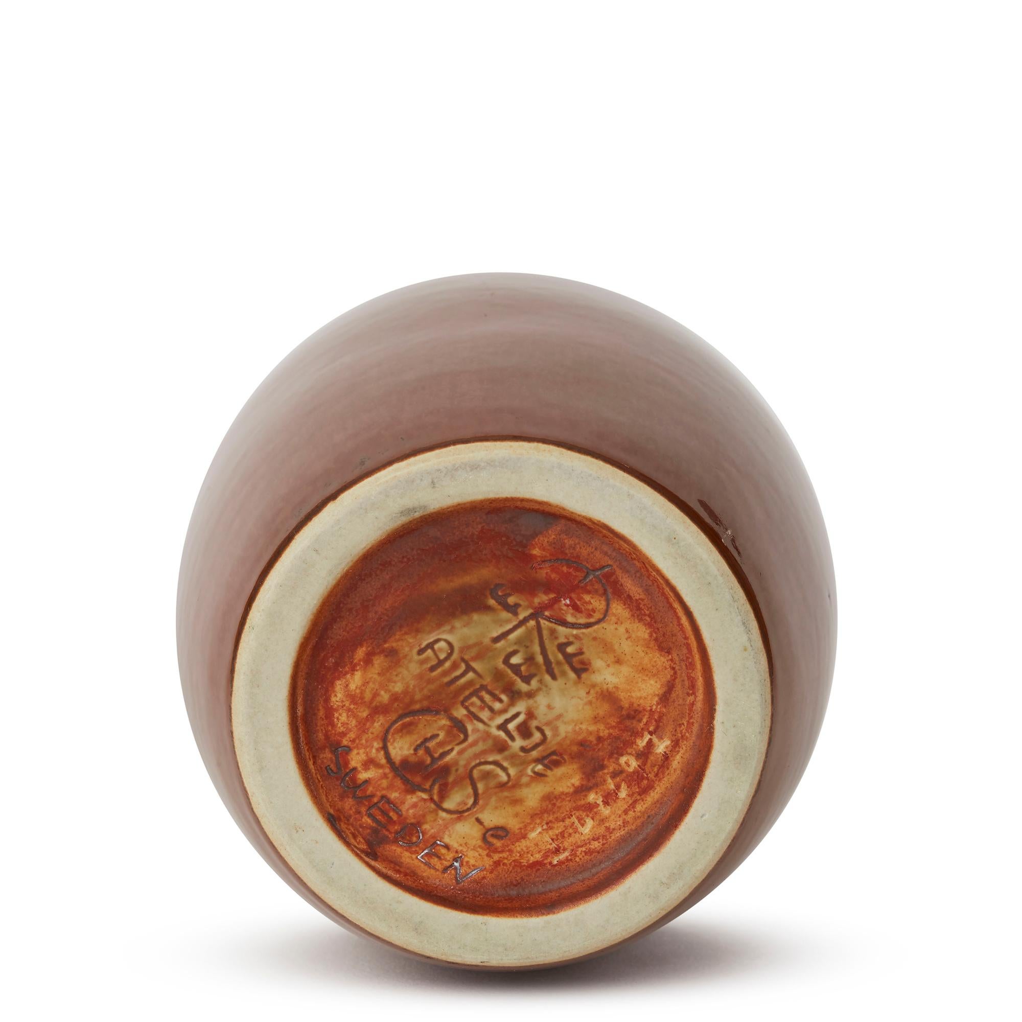 Jarrón vintage de cobre brillante Carl-Harry Stålhane para Rörstrand, circa 1950 siglo XX en venta