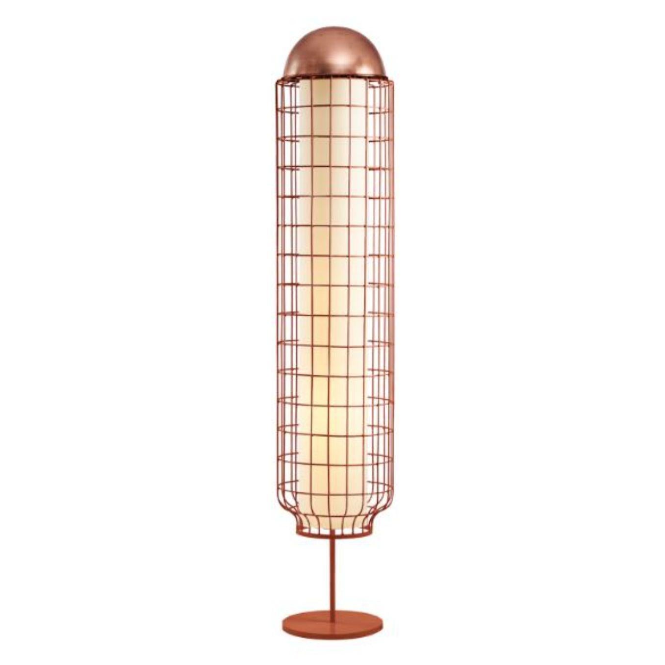 Copper Magnolia floor lamp by Dooq
Dimensions: W 37 x D 37 x H 170 cm
Materials: lacquered metal, polished or brushed metal, copper.
abat-jour: cotton
Also available in different colours and materials.

Information:
230V/50Hz
E27/2x20W