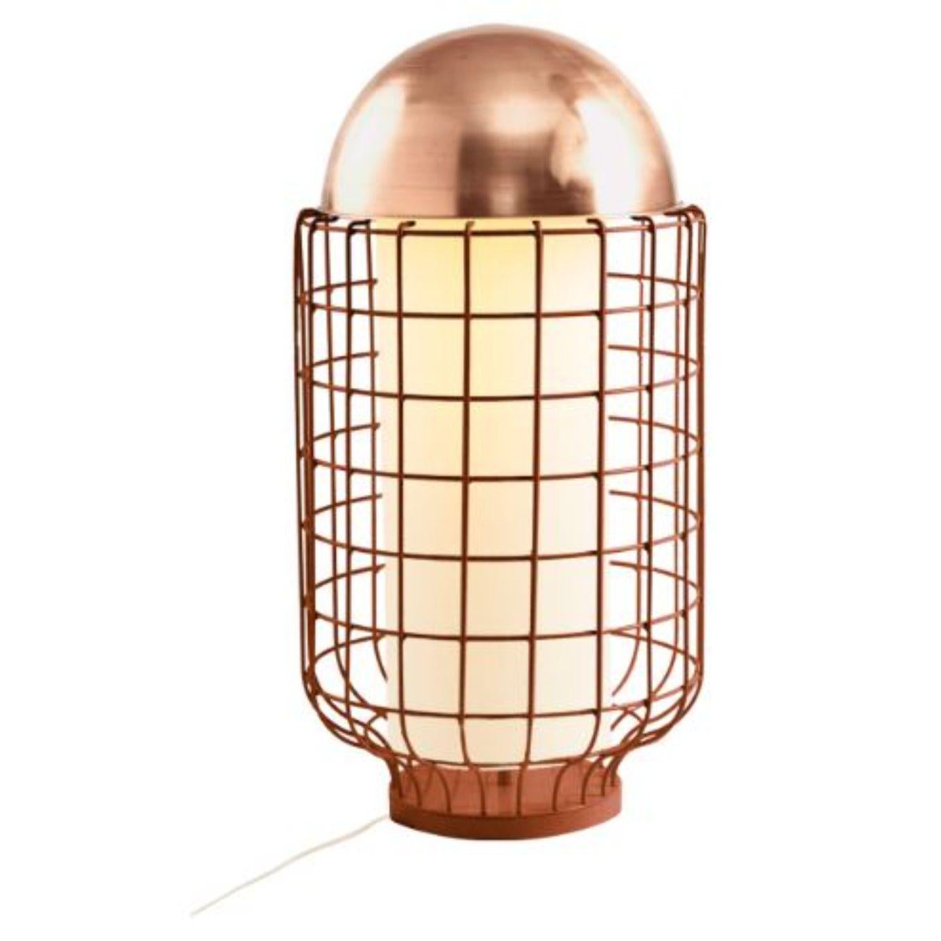 Copper magnolia table lamp by Dooq.
Dimensions: W 32 x D 32 x H 63 cm
Materials: lacquered metal, polished or brushed metal, copper.
abat-jour: cotton
Also available in different colours and materials.

Information:
230V/50Hz
E27/1x10W