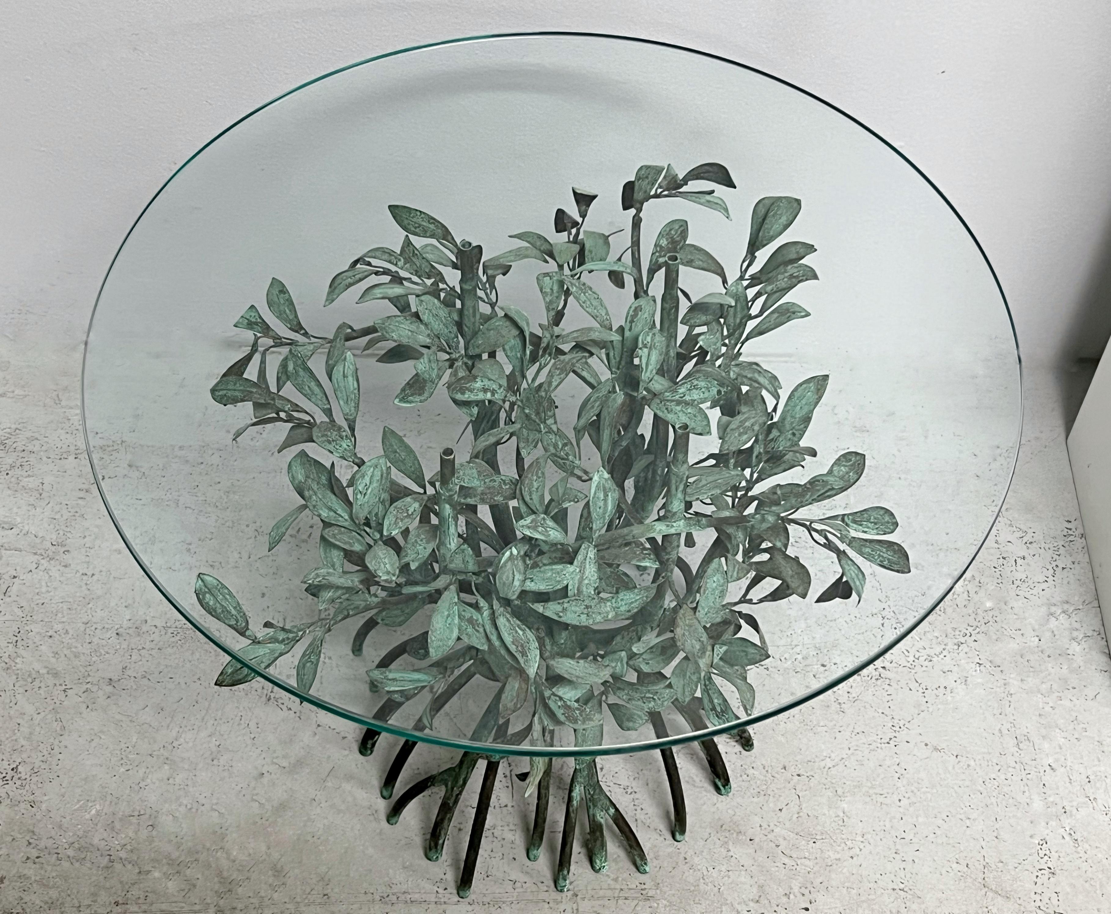 American Copper Mangrove Sculptural Side Table with Glass Top