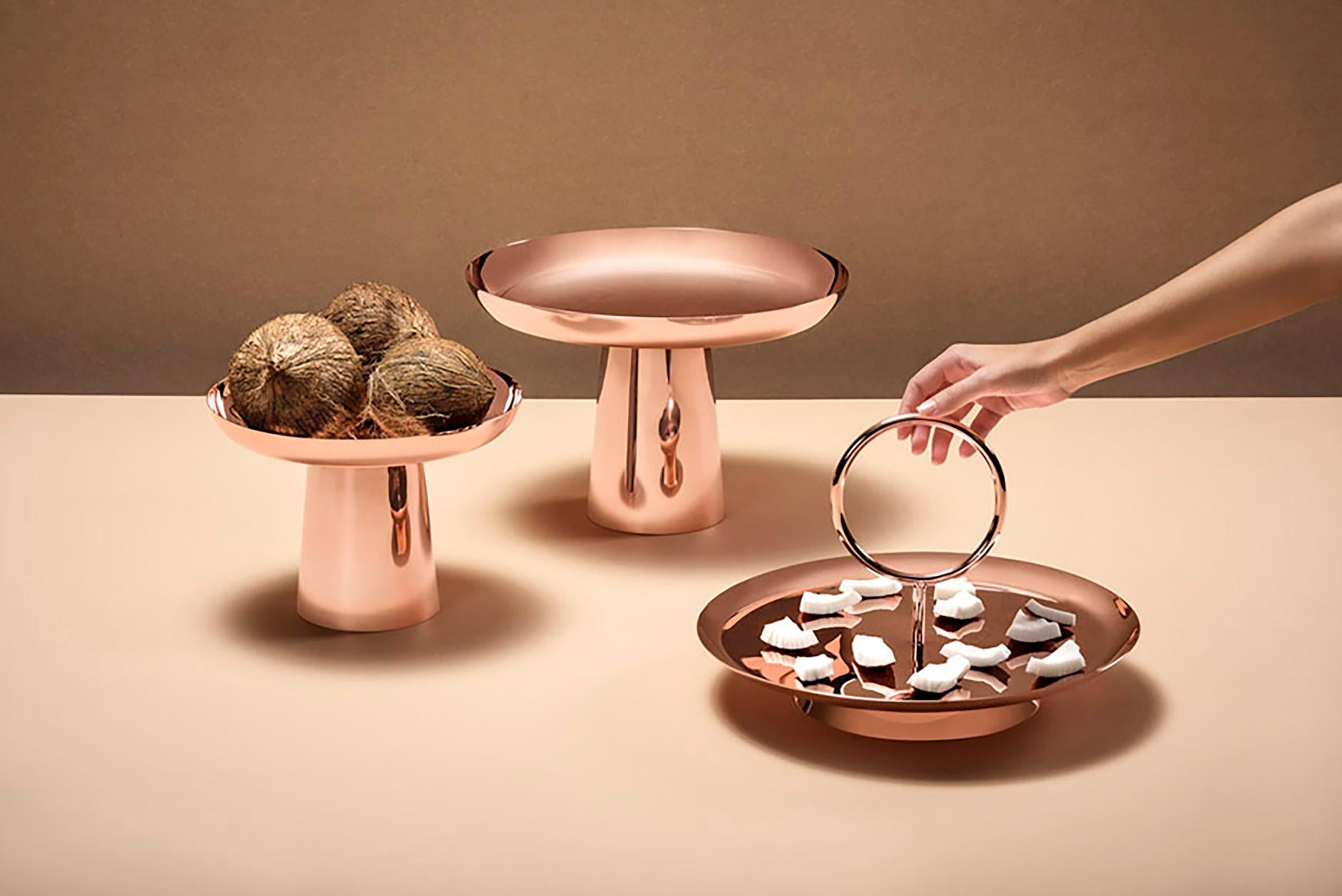 Contemporary Copper Medium Fruit Tray by Brazilian Designer Brunno Jahara