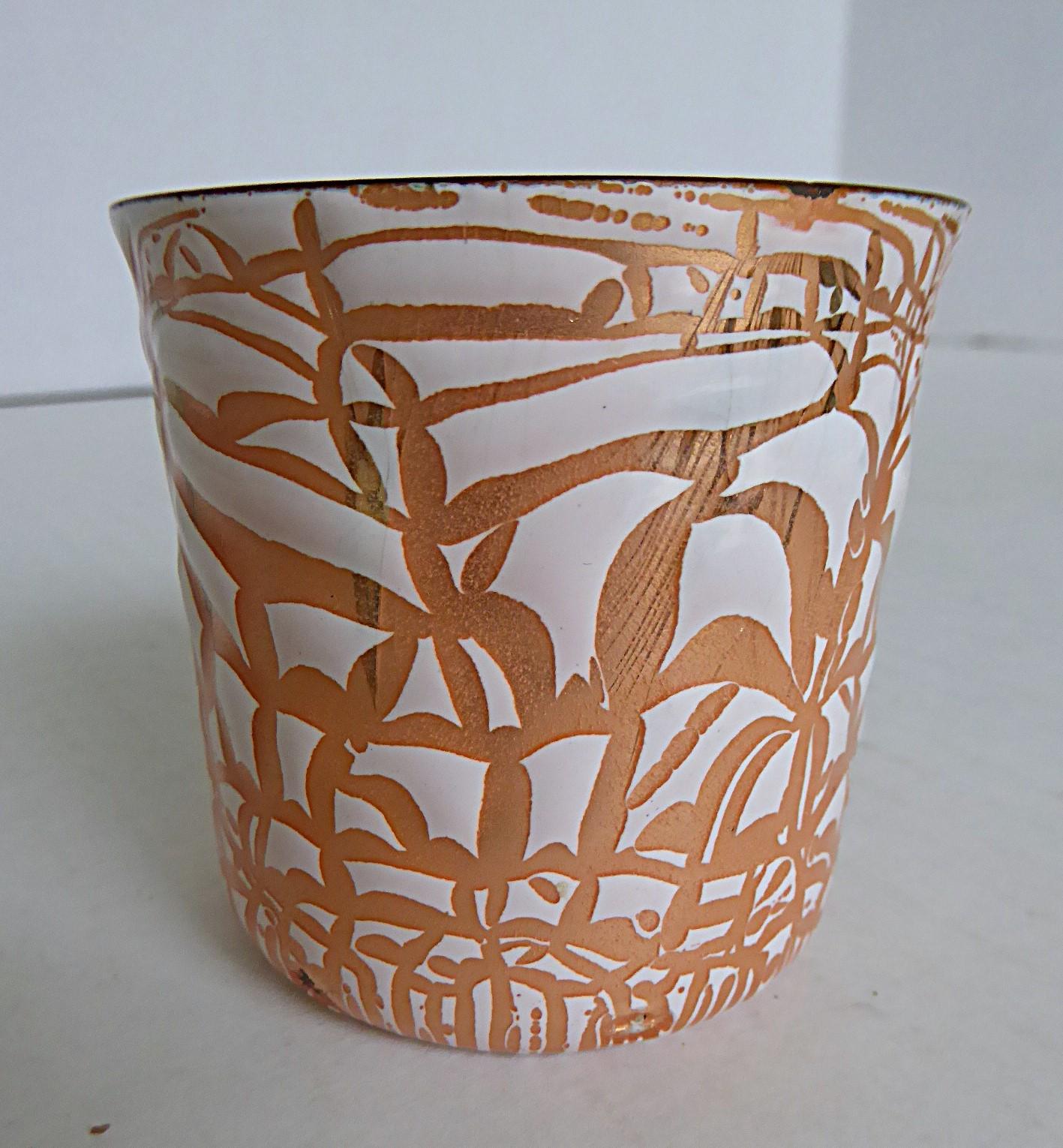 Vaschette moderne in rame e smalto Design astratto di Harold Tishler 1950s in vendita 3