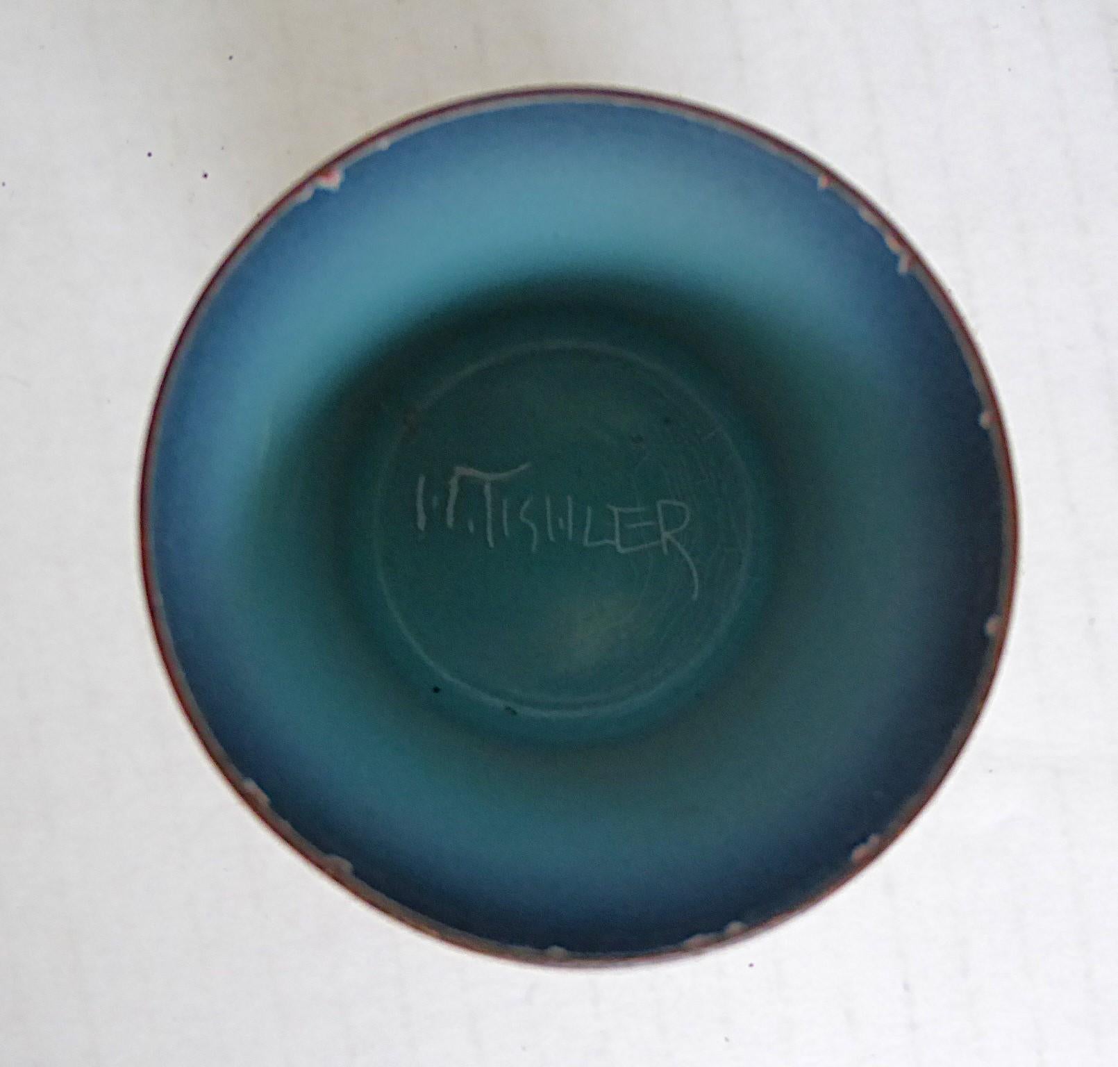 Vaschette moderne in rame e smalto Design astratto di Harold Tishler 1950s in vendita 5