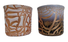 Copper Metal Enamel Modern Vessels Abstract Design by Harold Tishler 1950s