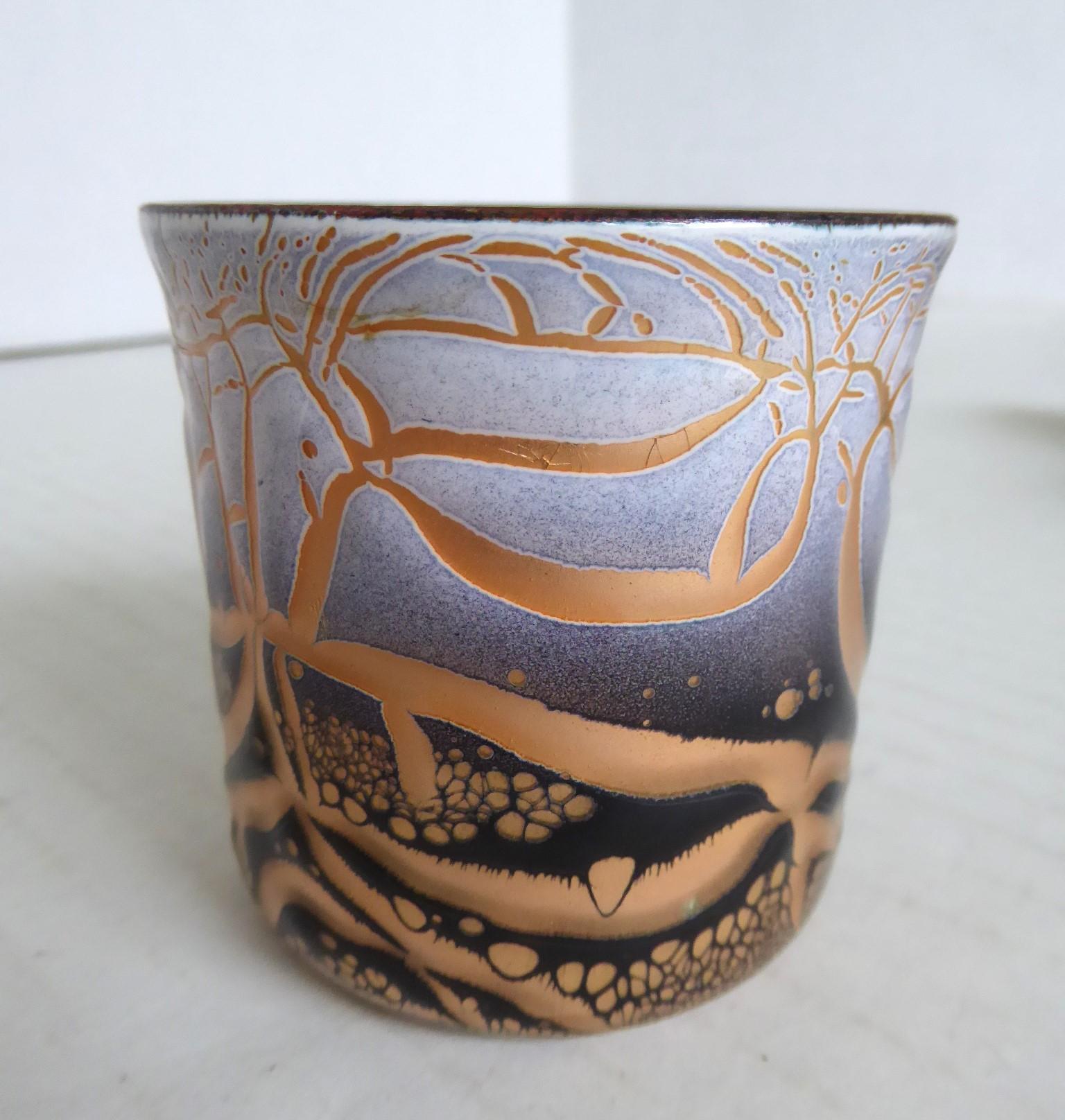 Vaschette moderne in rame e smalto Design astratto di Harold Tishler 1950s in vendita 1