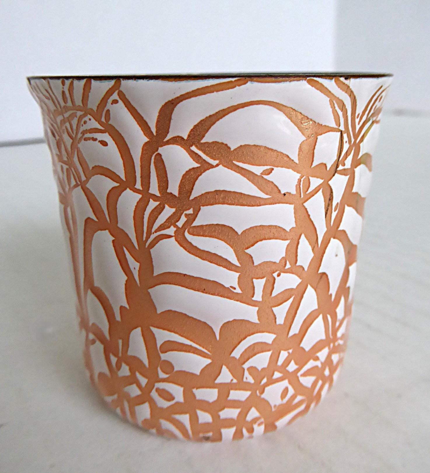 Vaschette moderne in rame e smalto Design astratto di Harold Tishler 1950s in vendita 2