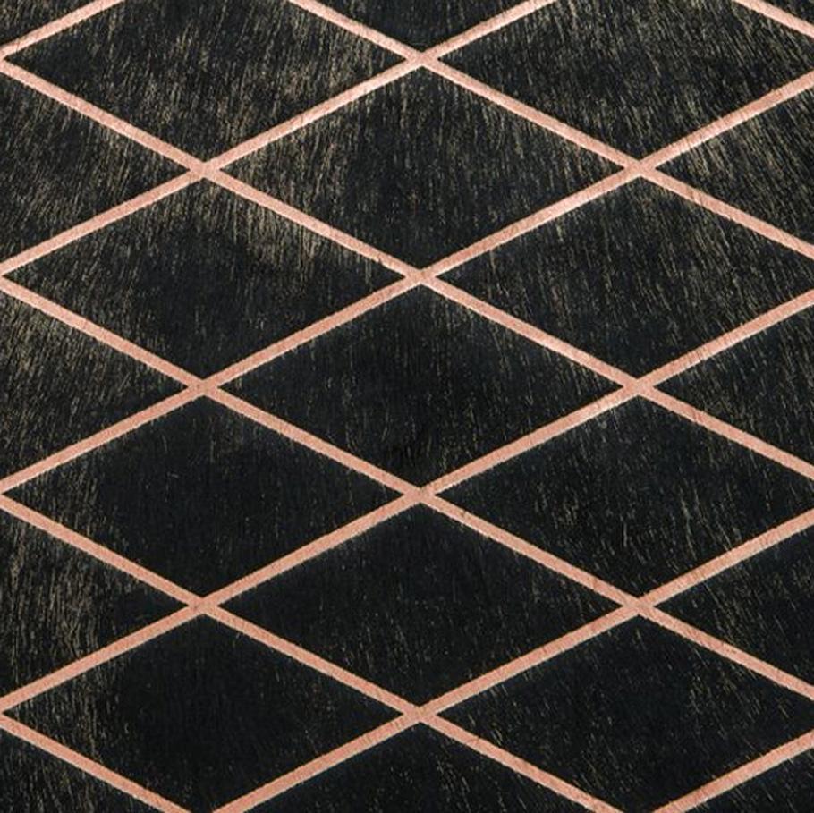 black and copper rug