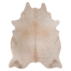 Tapis en cuir de vache caramel à motif de diamants cuivrés:: grand modèle